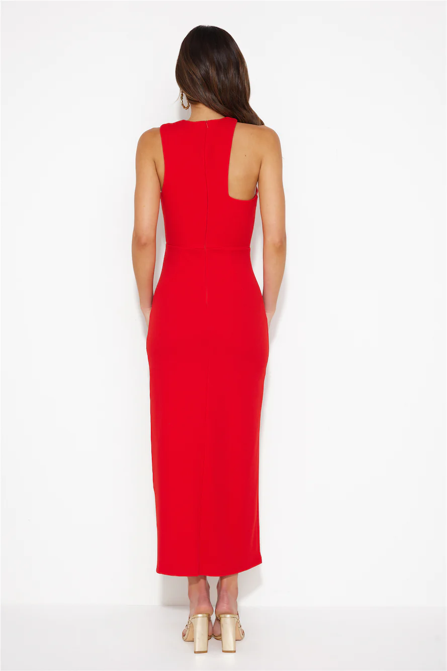 Girl In The Shadow Midi Dress Red