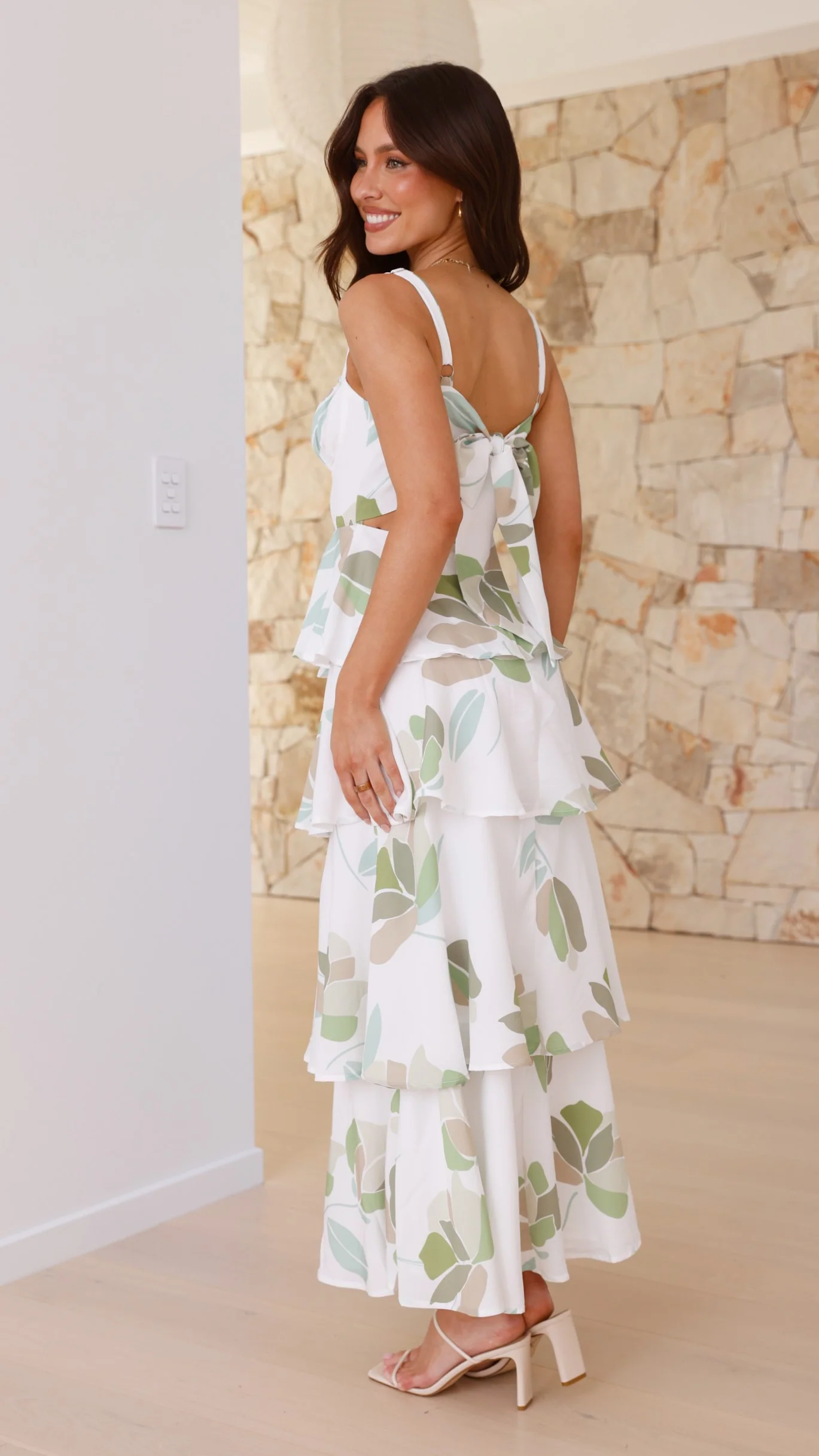 Odilia Maxi Dress - White/Green Floral