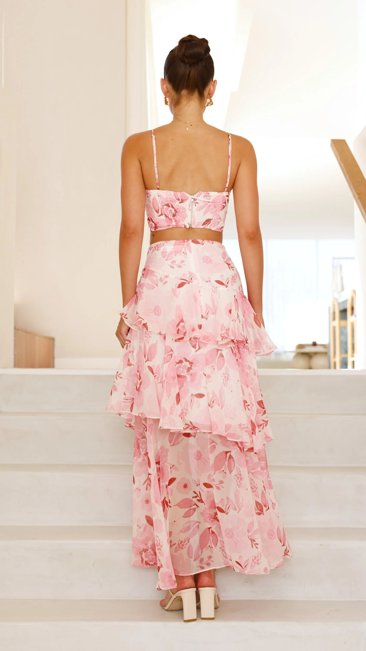 Maeva Maxi Skirt - Pink / White Print