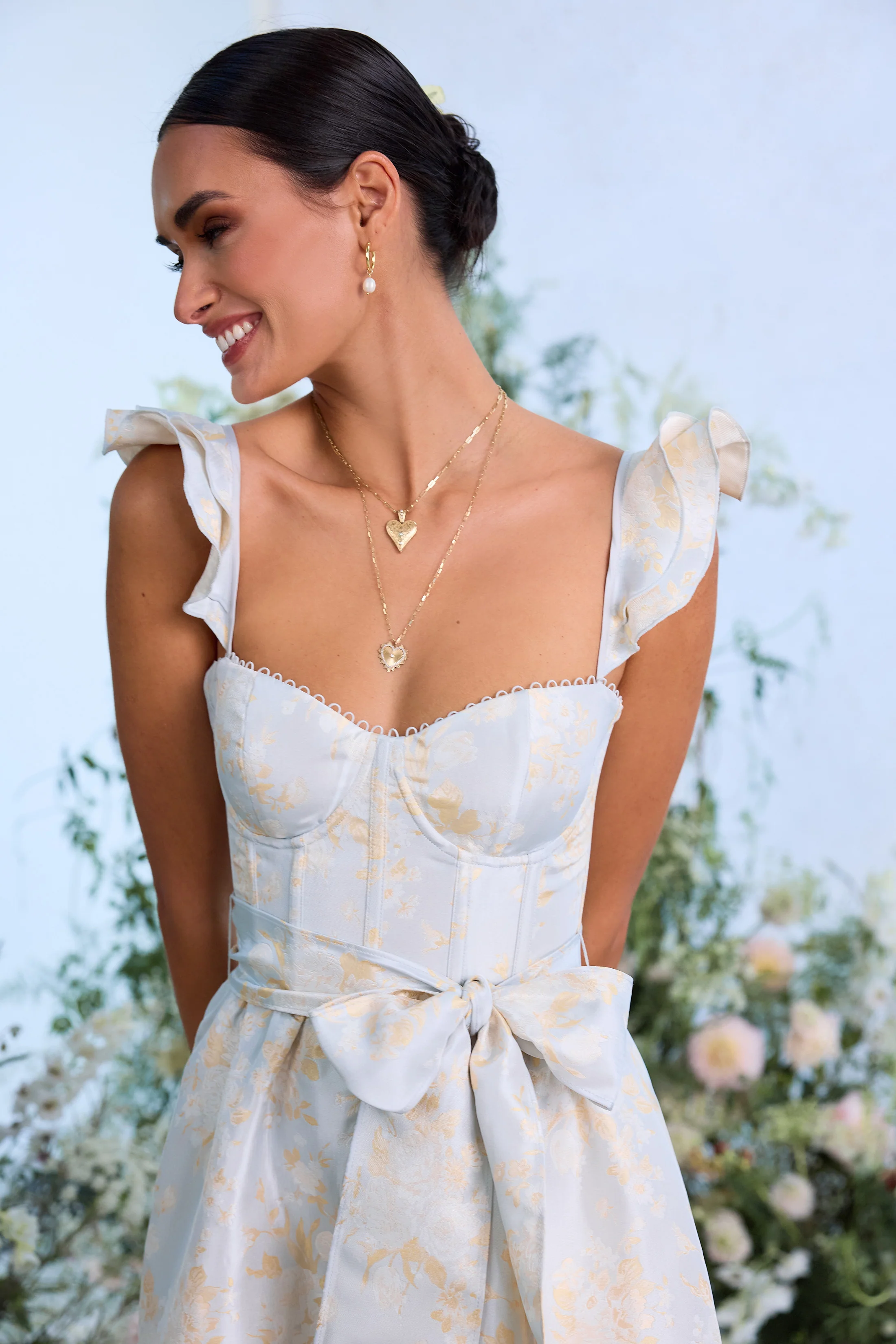 The Veronica Dress in Sky Windsor Brocade