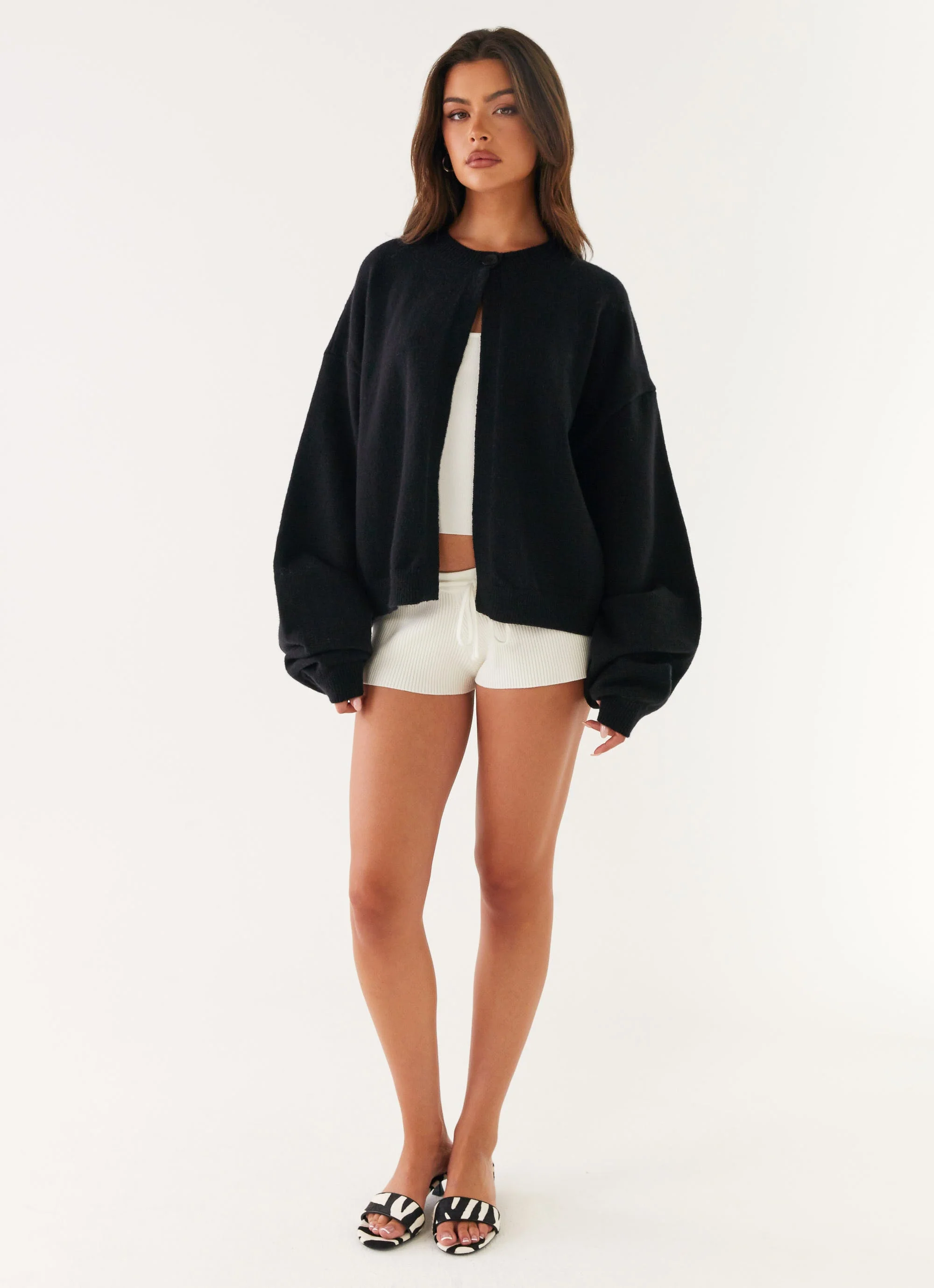 Annie One Button Cardigan - Black