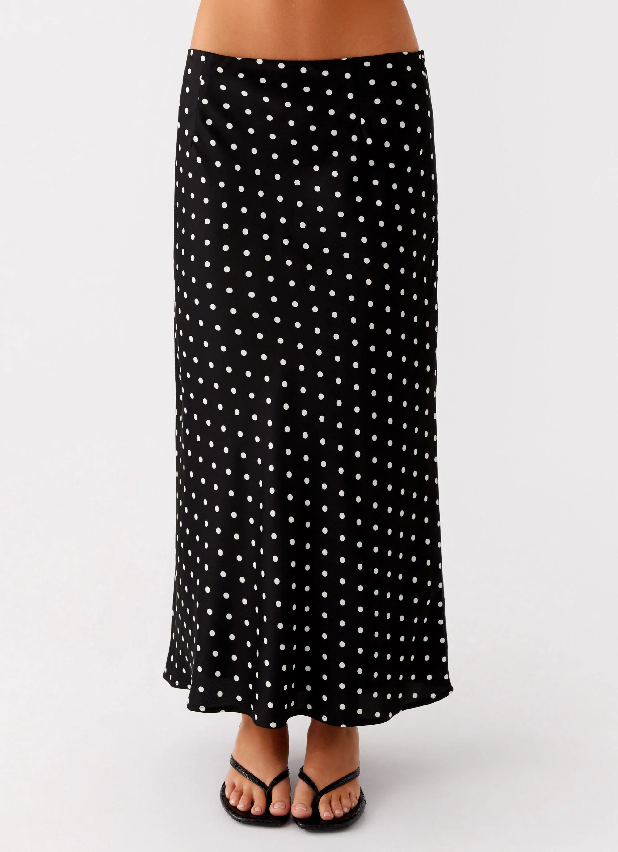 Breanne Midi Skirt - Black Polka Dot