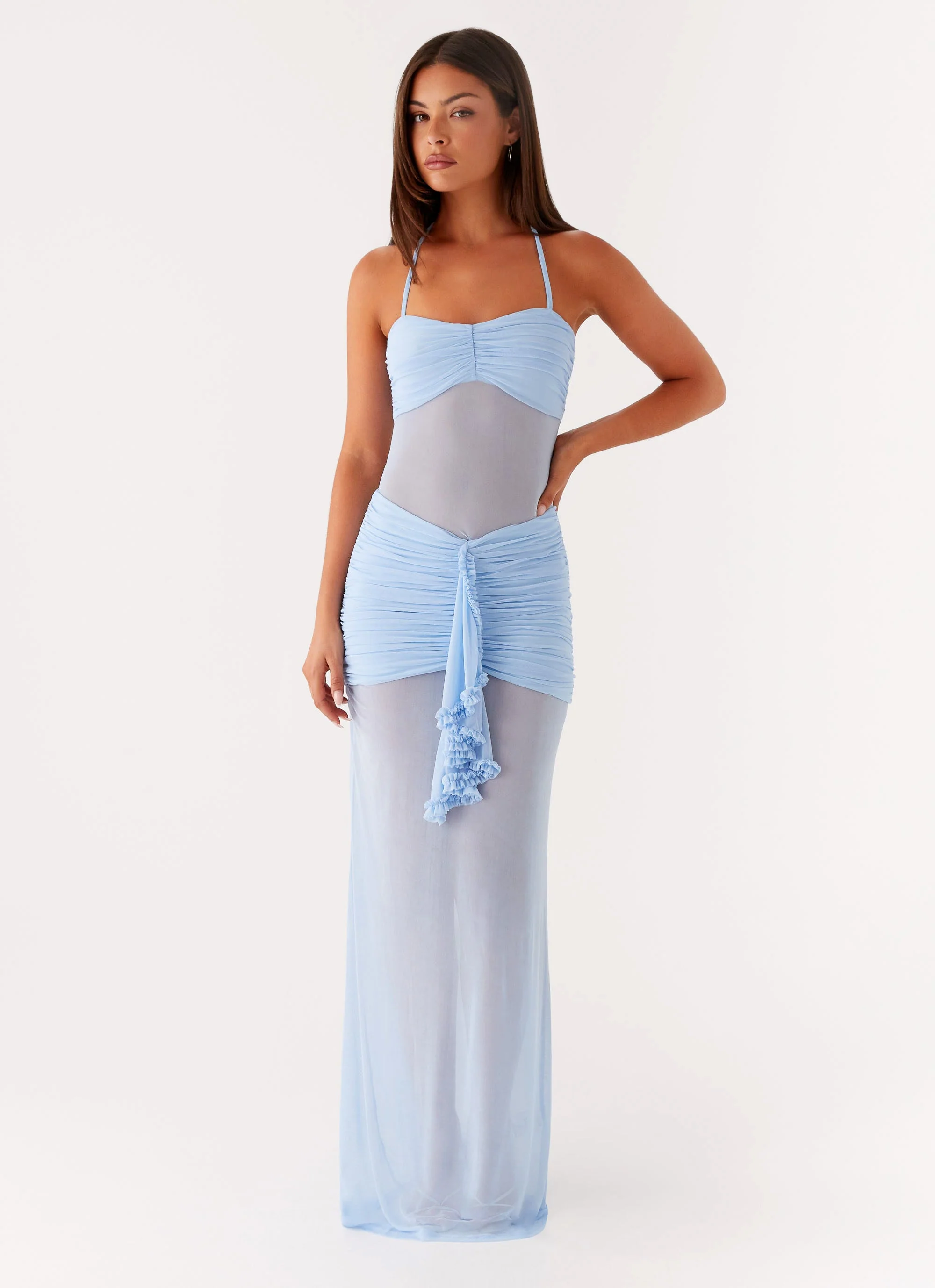 Lily Halter Maxi Dress - Blue