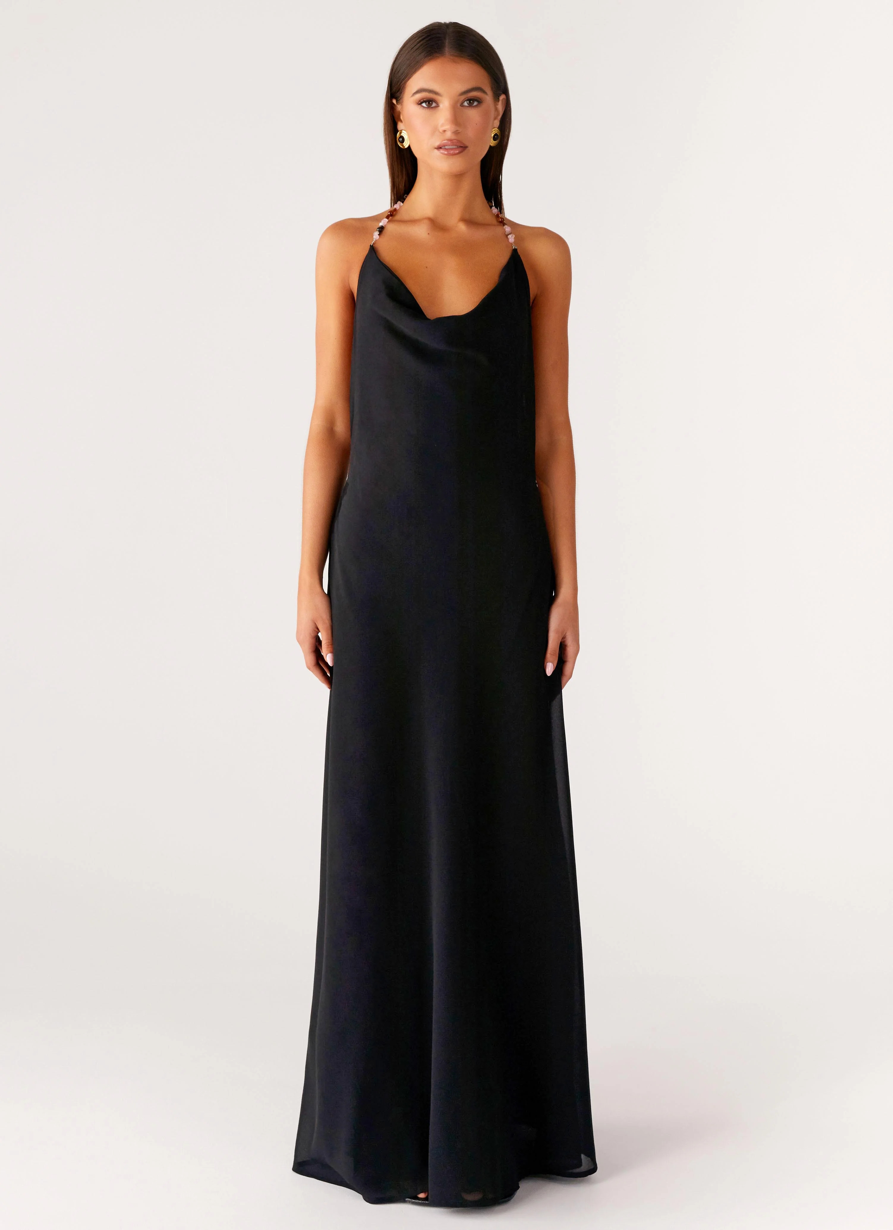 Morning Crush Cowl Maxi Dress - Black