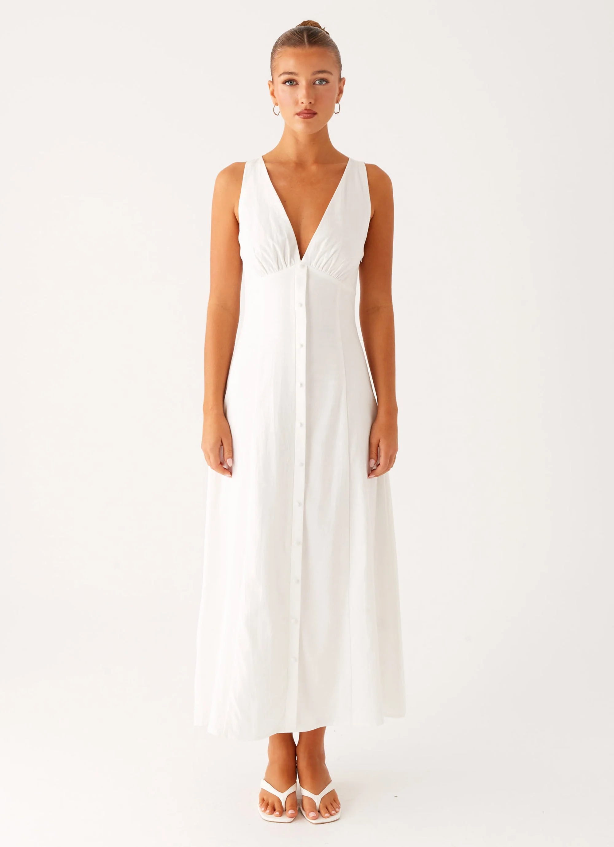 Tamsin Linen Maxi Dress - White