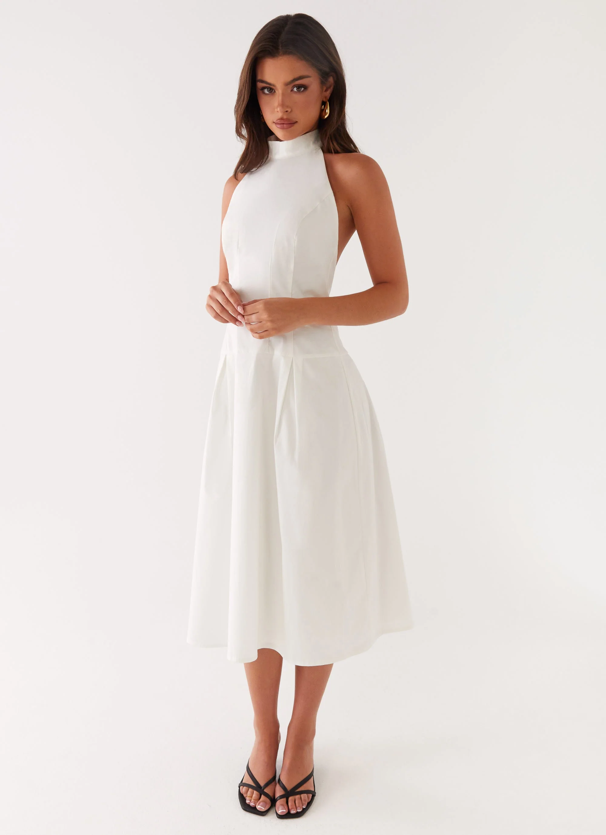 Calla Halter Midi Dress - White