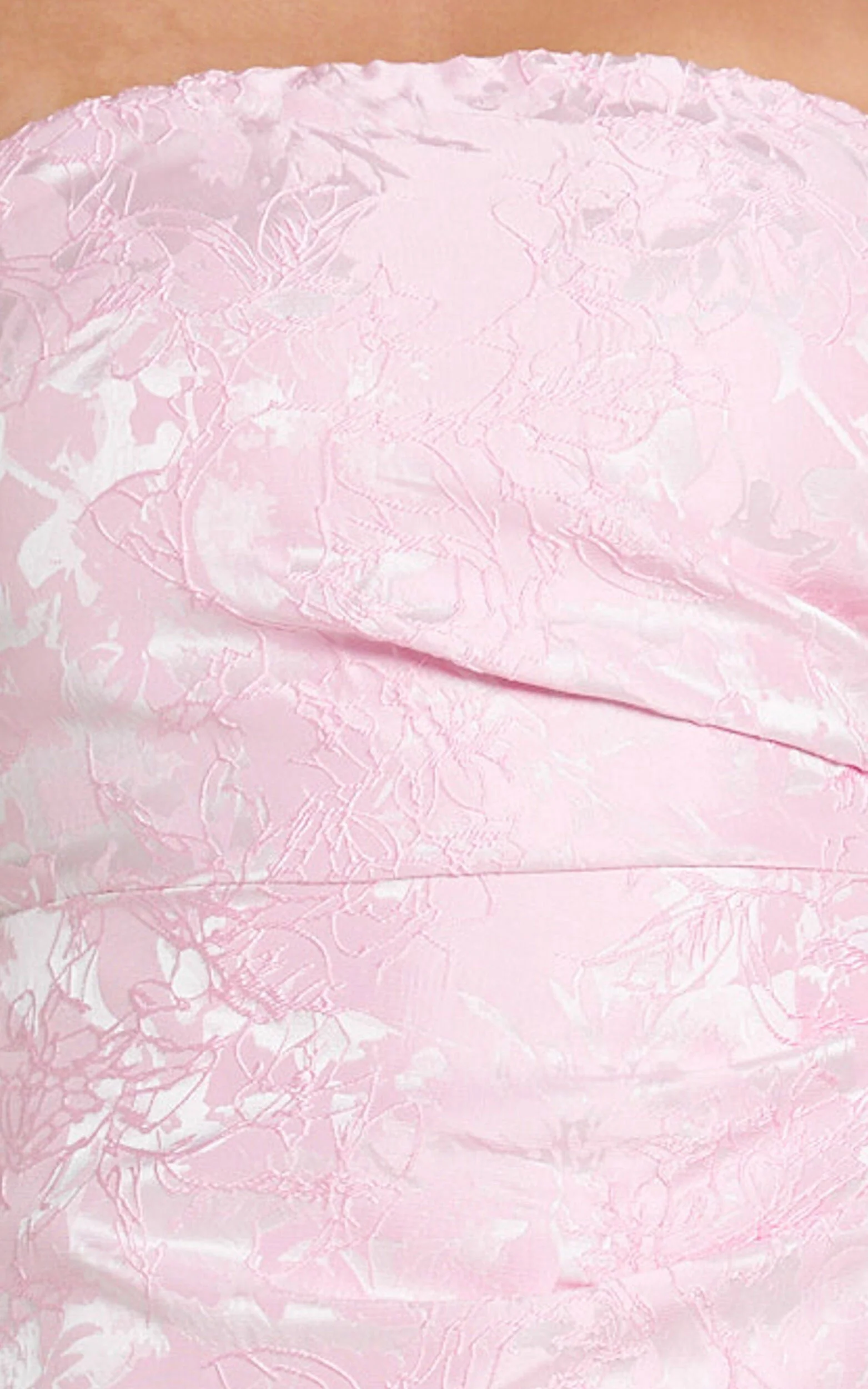 Laila Mini Dress - Jacquard Strapless Fit And Flare Dress in Pink