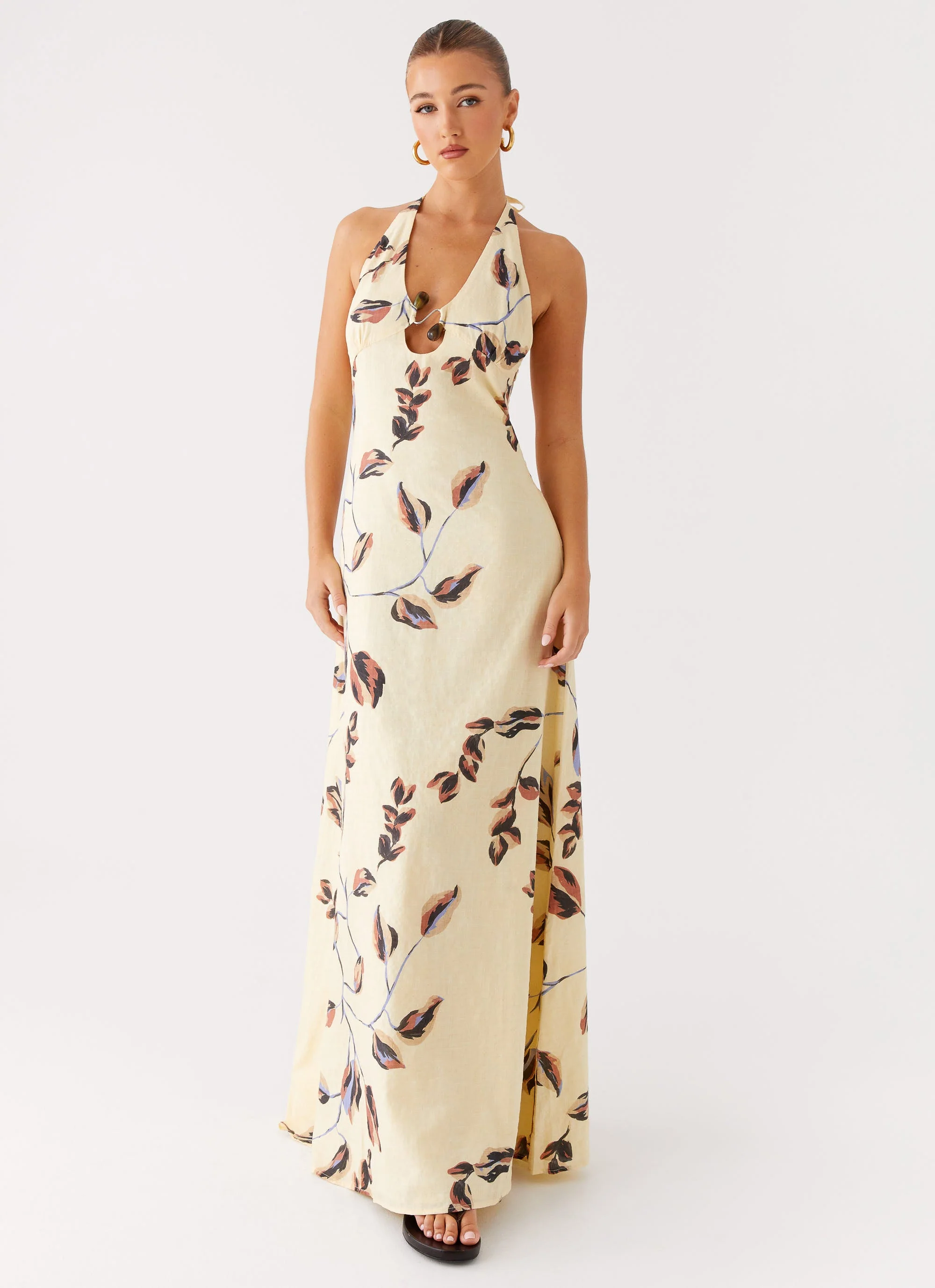 Elvina Halter Neck Maxi Dress - Buttercream Bliss