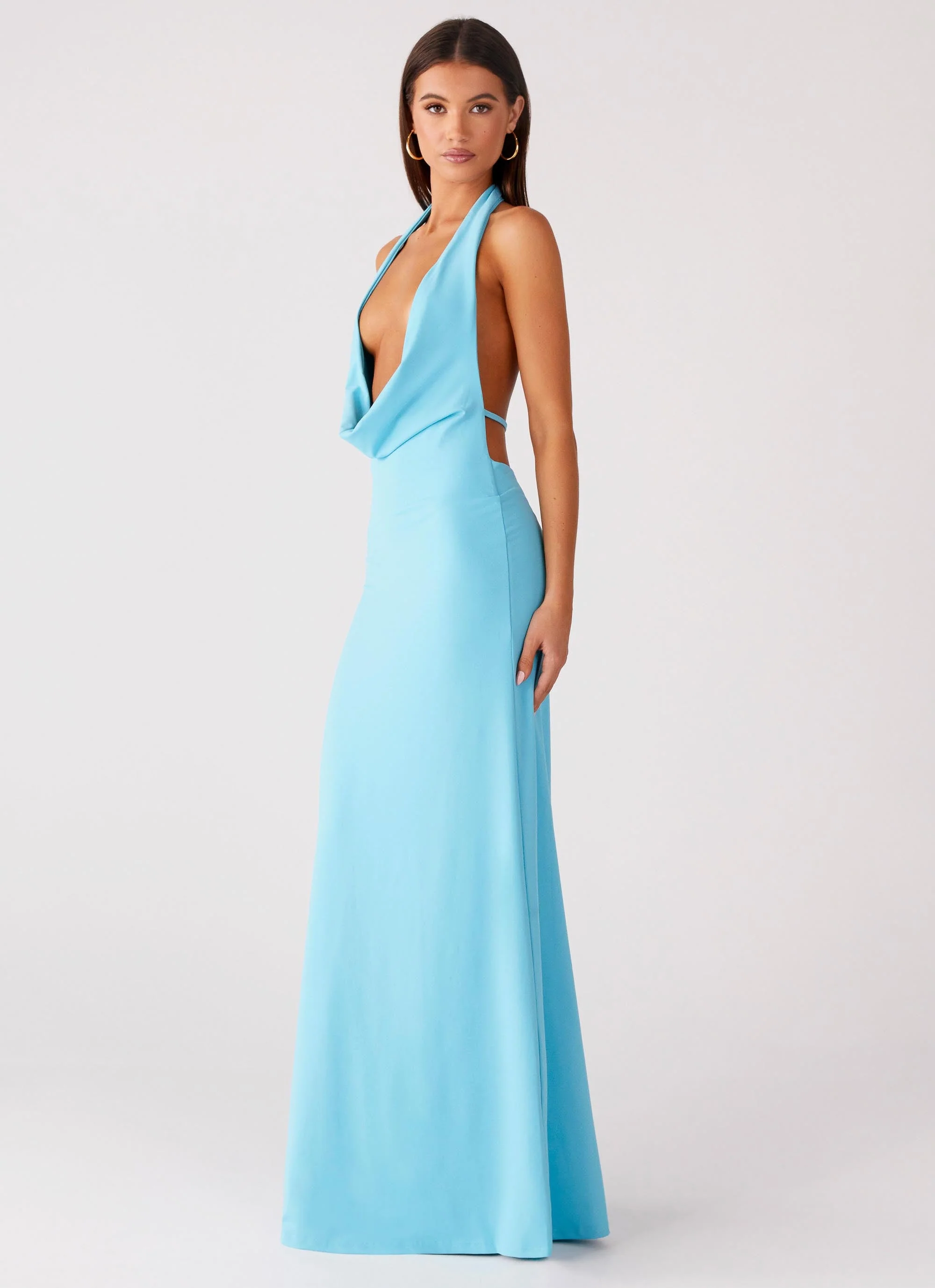 Driftwood Cowl Maxi Dress - Turquoise