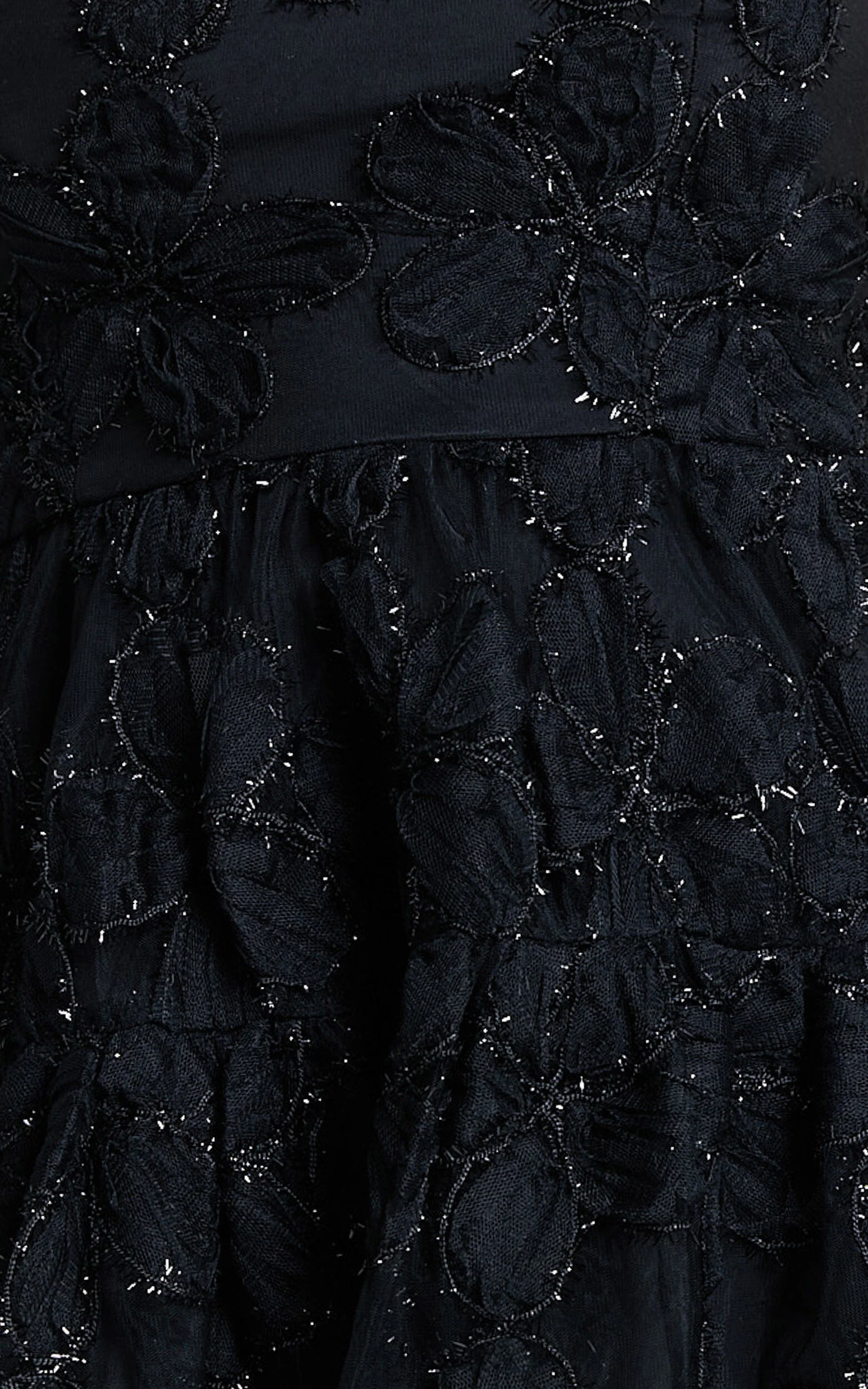 Marzy Mini Dress - Strapless Floral Detail Lace Fit and Flare Dress in Black