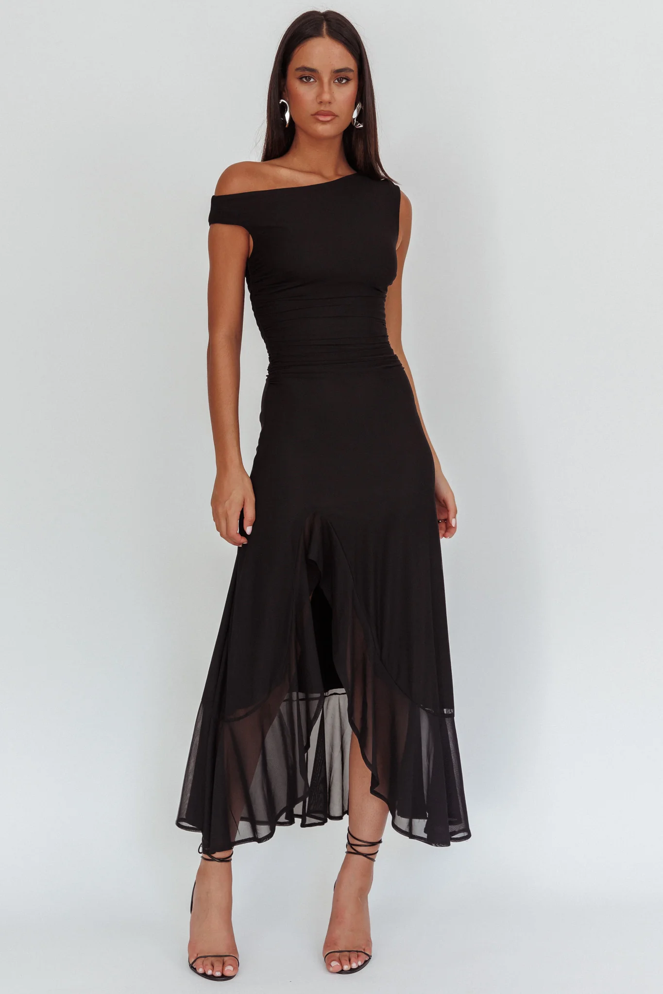 Moonlit Magic Asymmetric Neckline Maxi Dress Light Yello