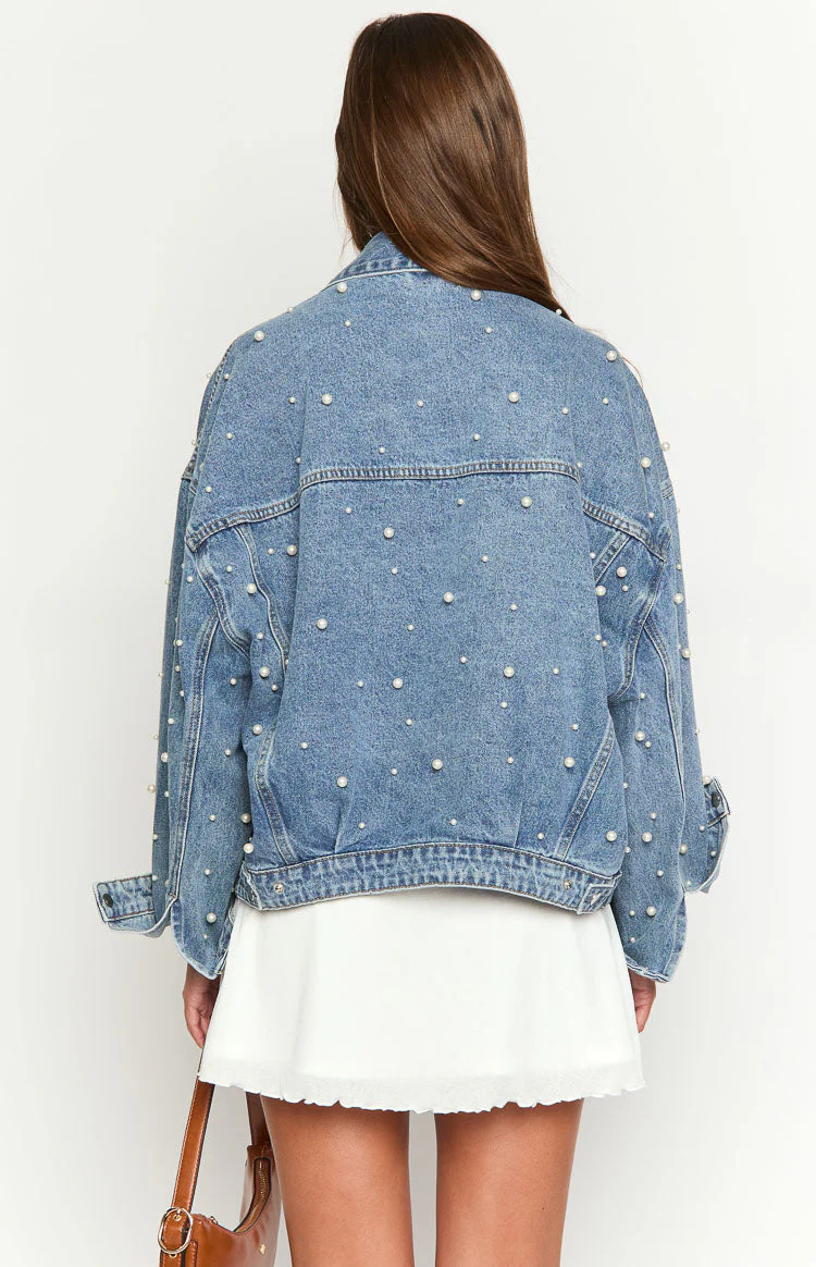 Denim Dazzle Pearl Mid Wash Denim Jacket
