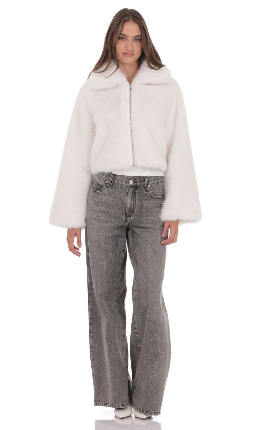 Faux Fur Cropped Jacket in Black