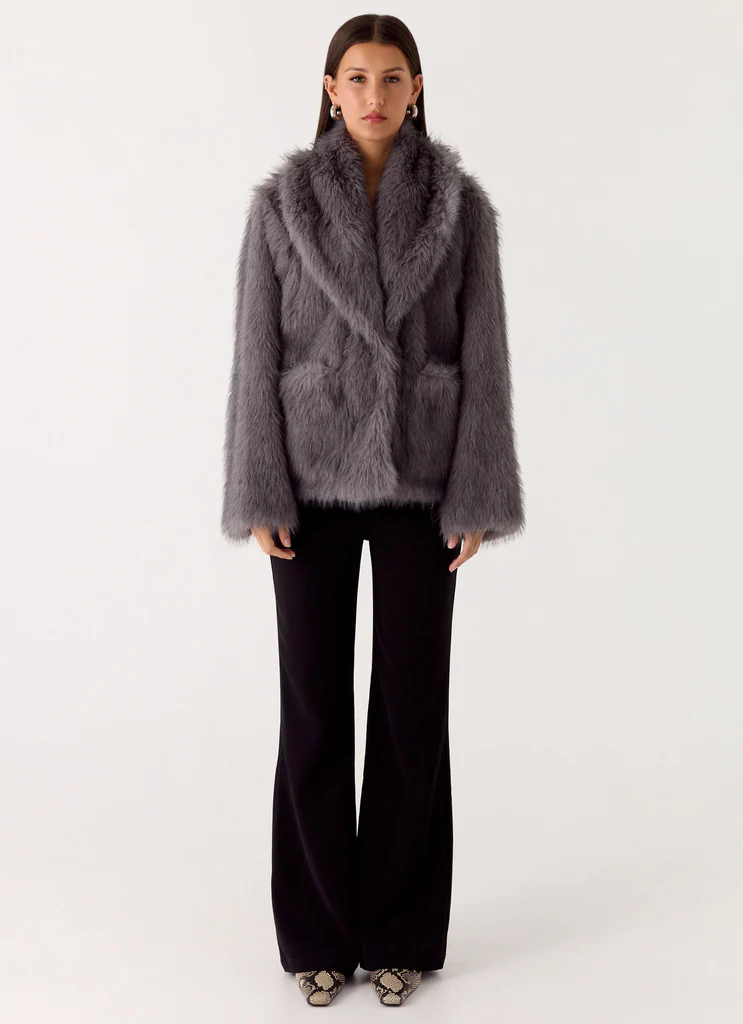 Katiana Faux Fur Jacket - Grey