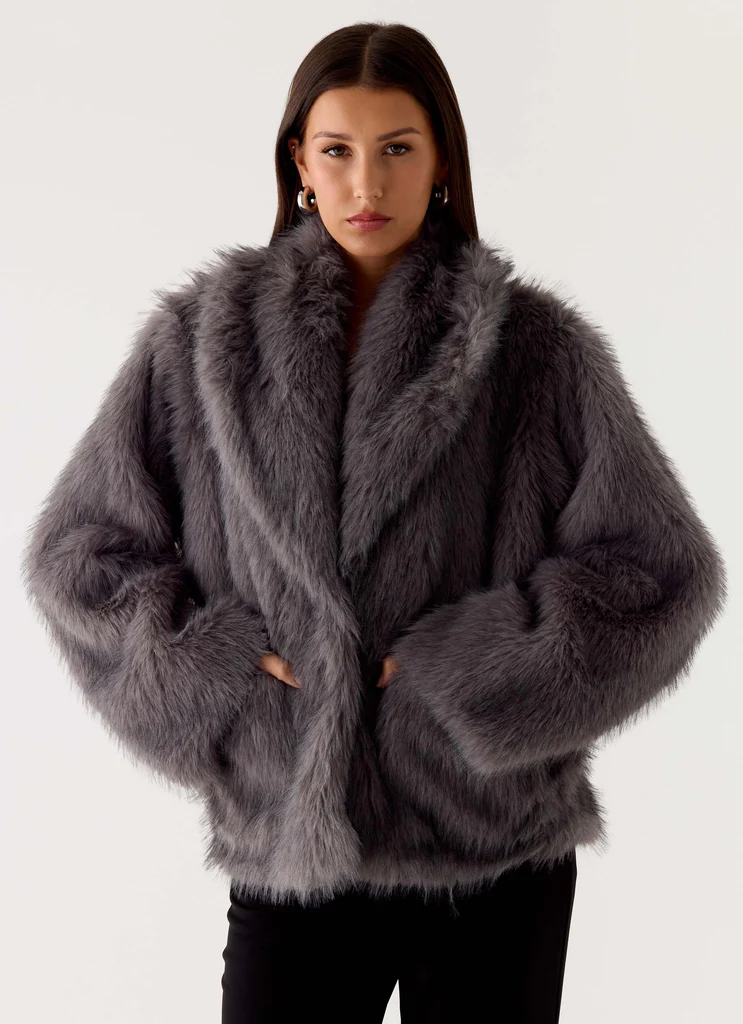 Katiana Faux Fur Jacket - Grey