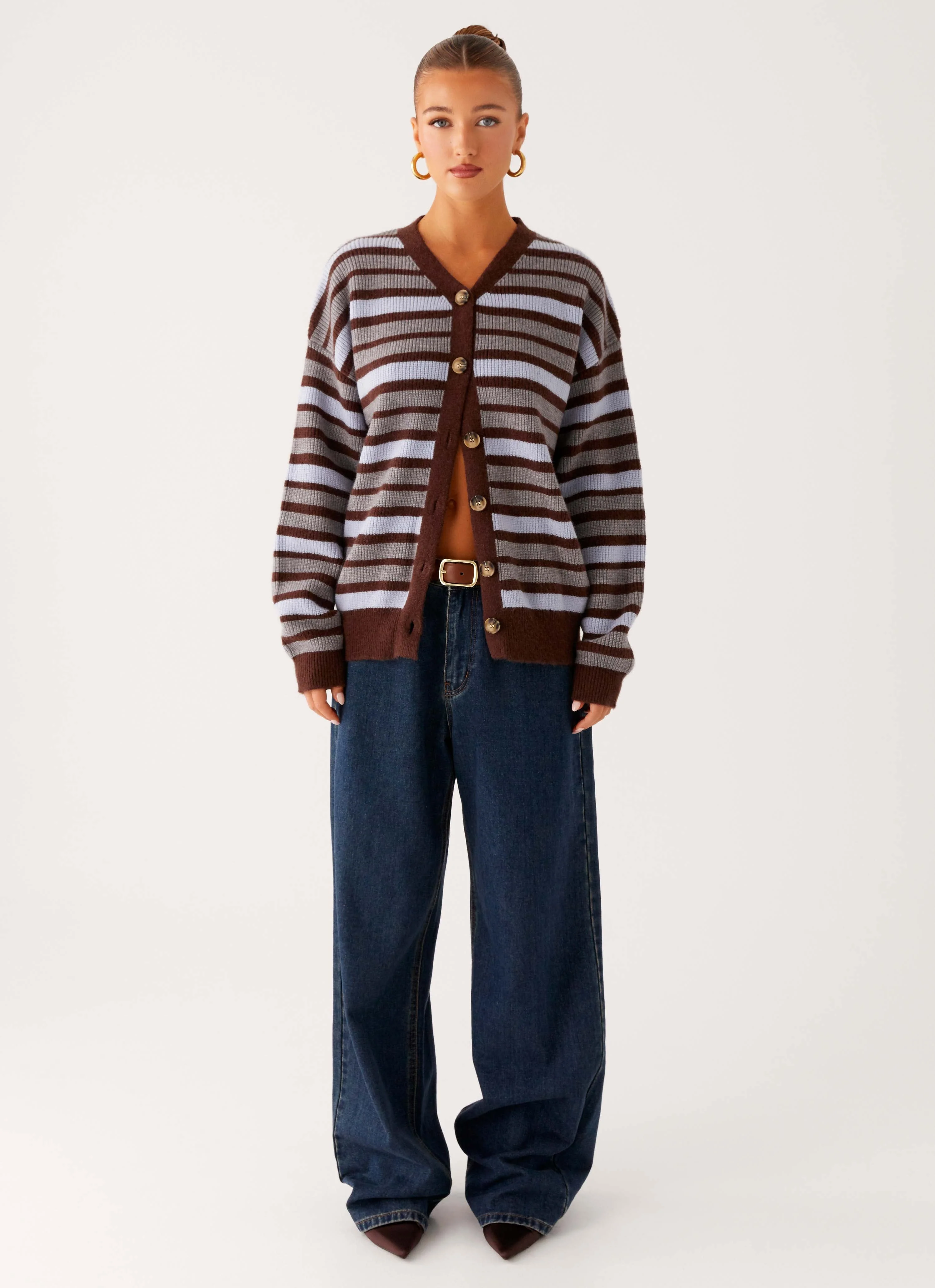 Charlie Oversized Cardigan - Tawny Stripe