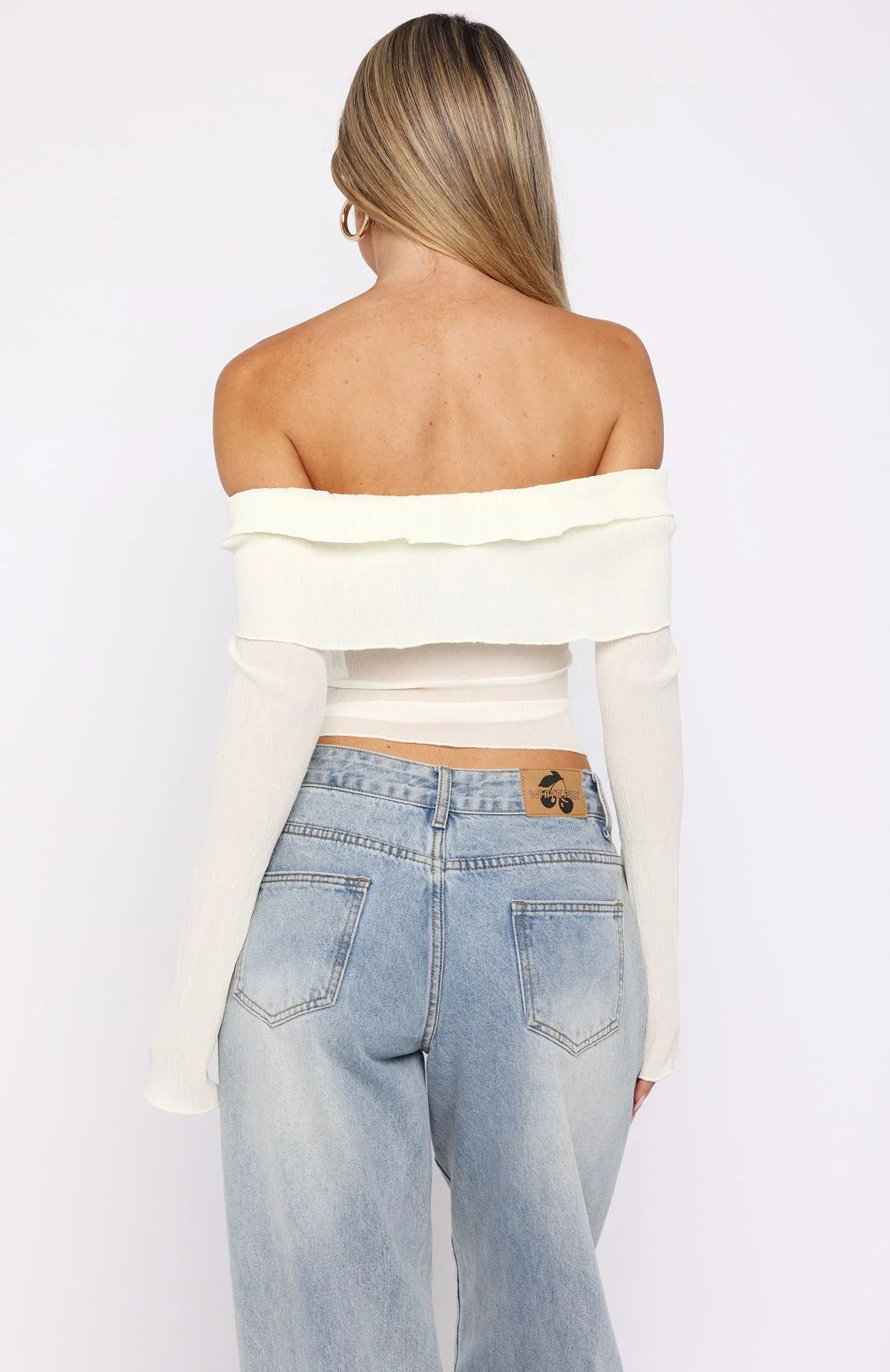Mood Forever Long Sleeve Off Shoulder Top Cream