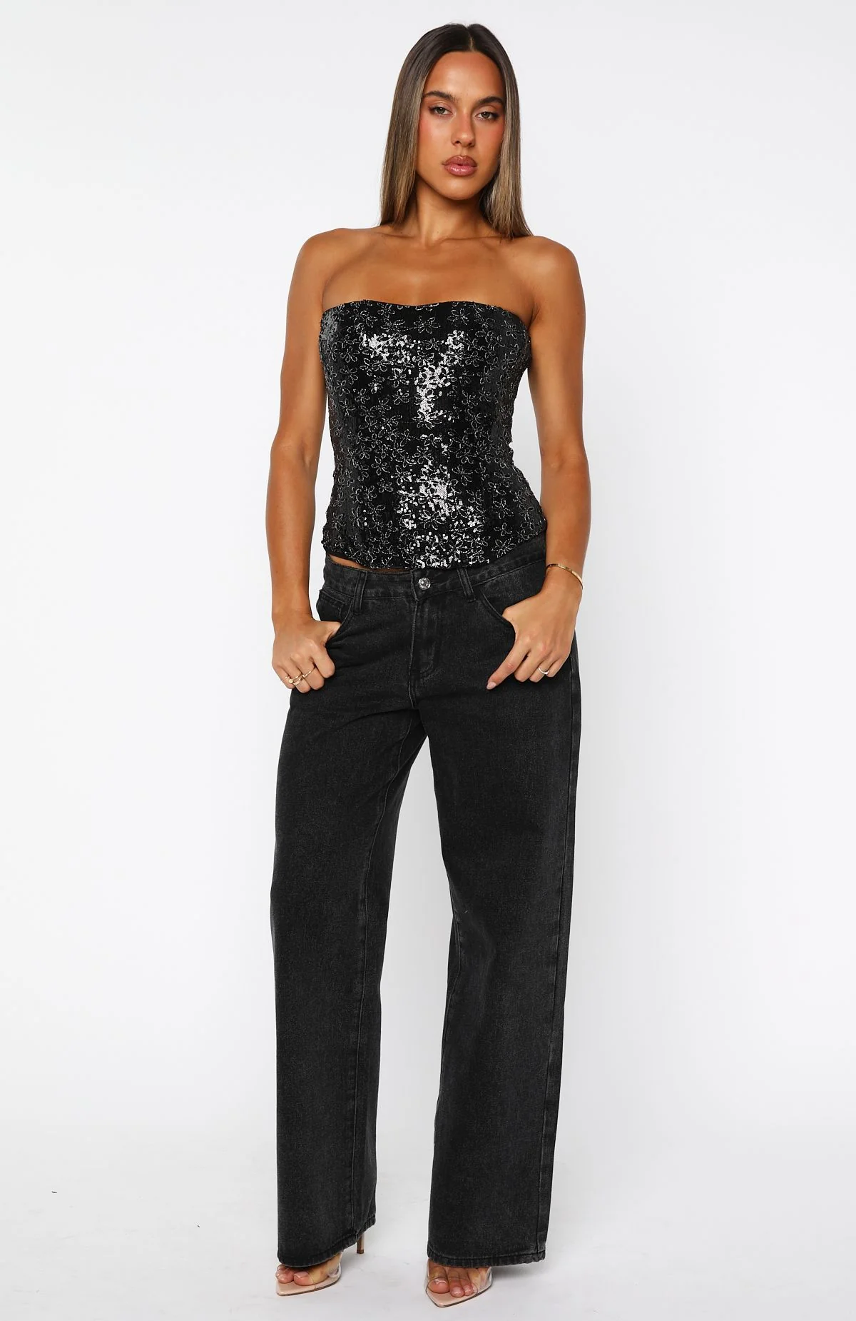 Paint The Sky Strapless Bustier Black