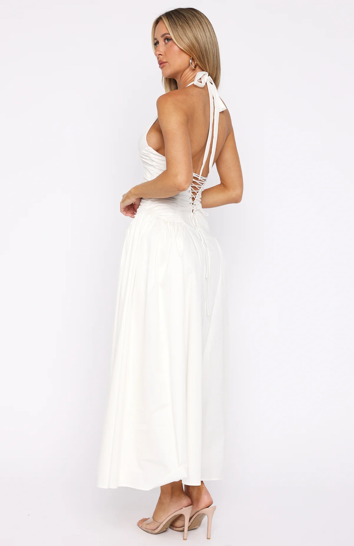 Tinsel Trouble Halter Midi Dress White