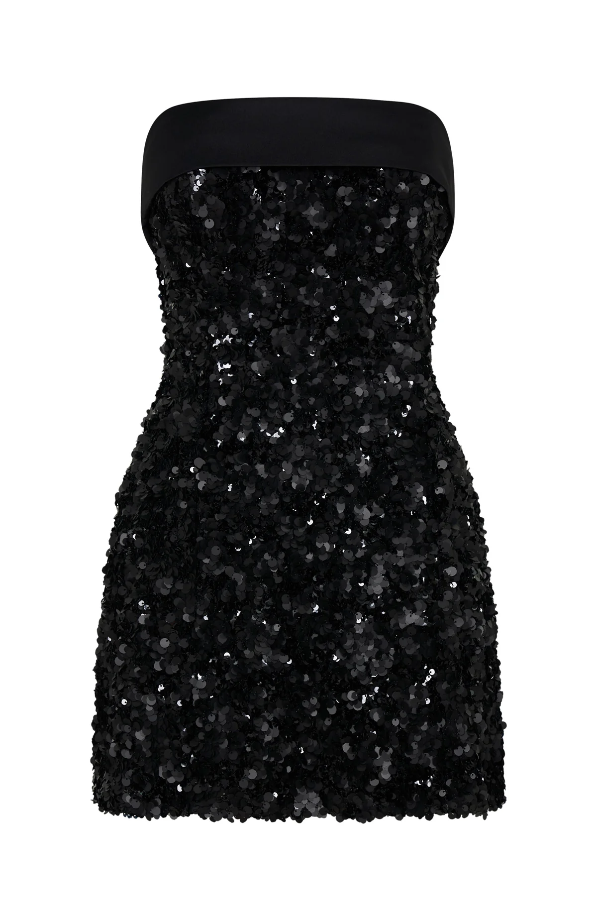 All In Strapless Sequin Mini Dress Black