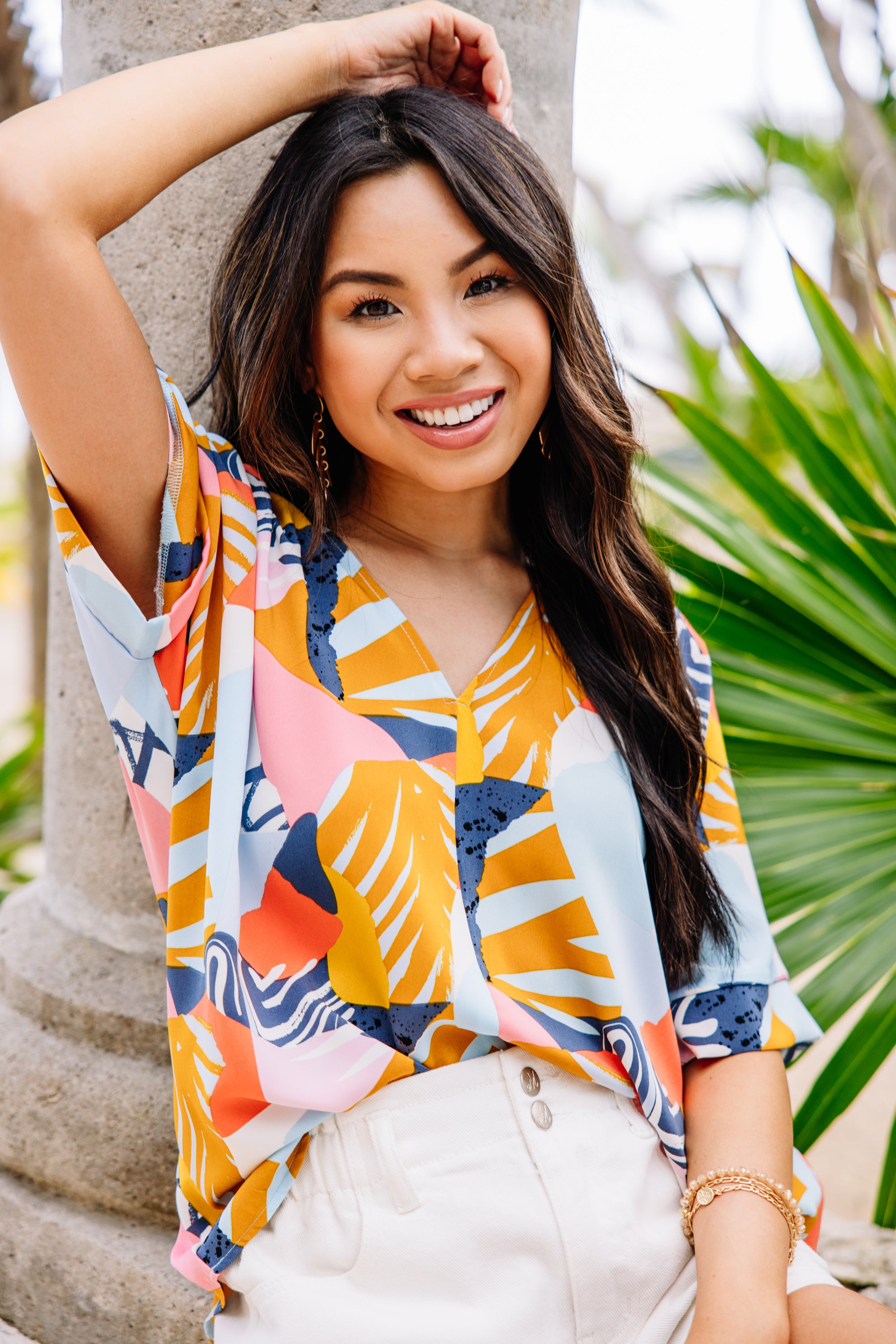 CHIRNAISHOP - Think It Over Mustard Yellow Abstract Blouse