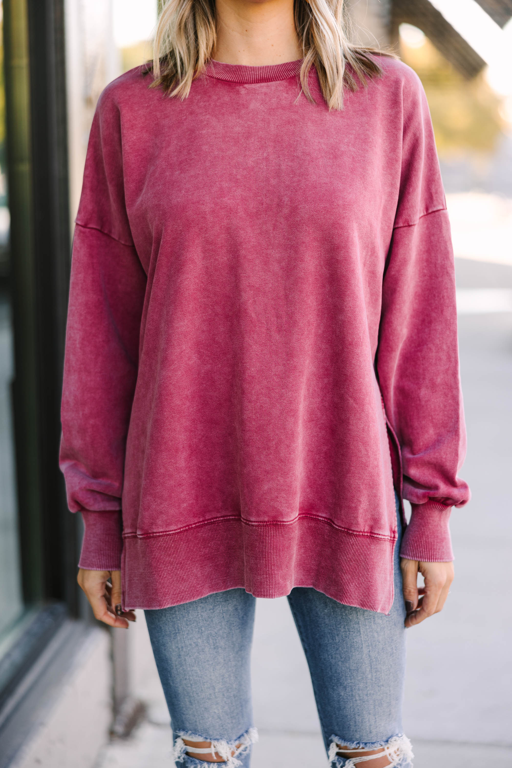CHIRNAISHOP - The Slouchy Wine Red Pullover