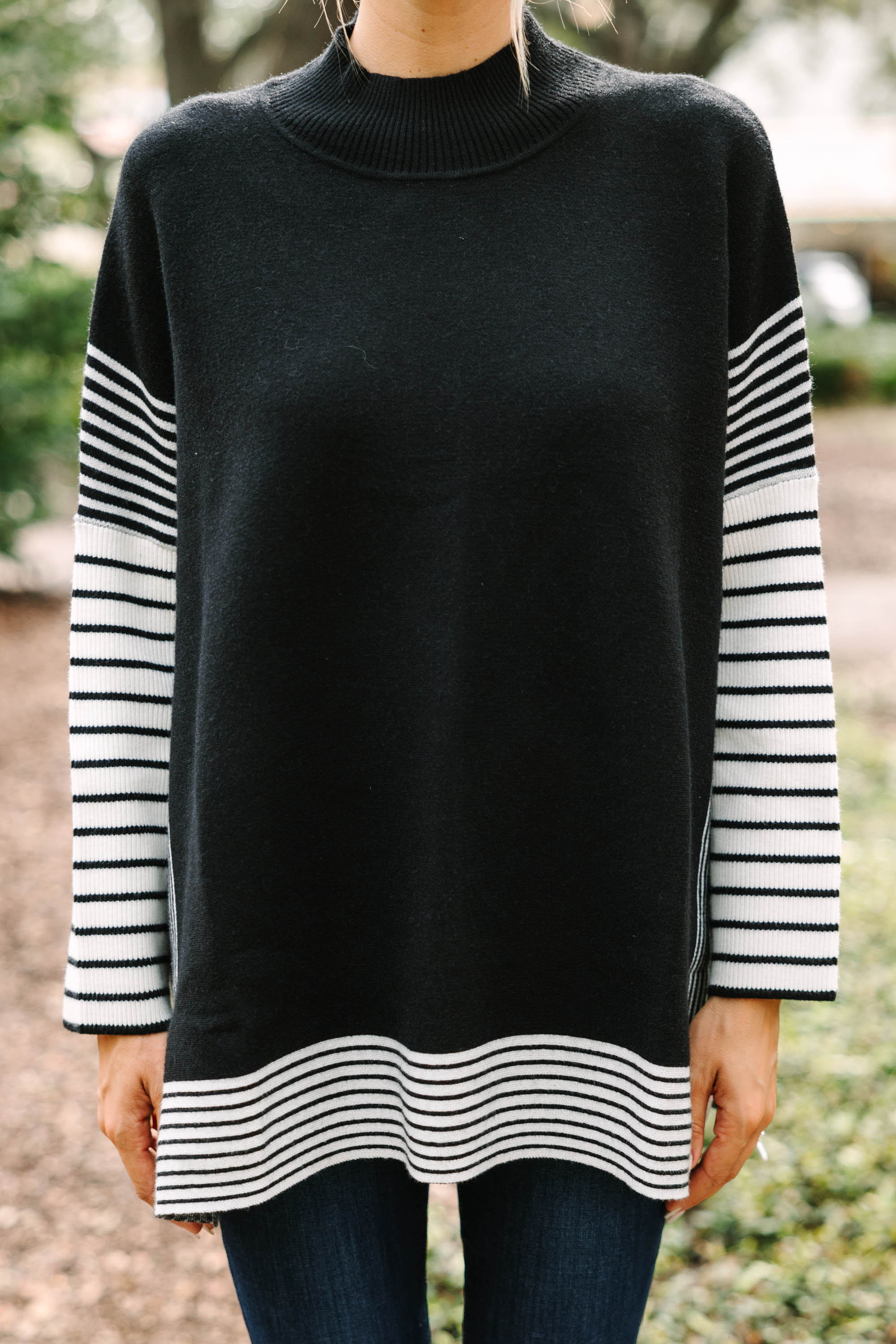 CHIRNAISHOP - All In Black Striped Tunic
