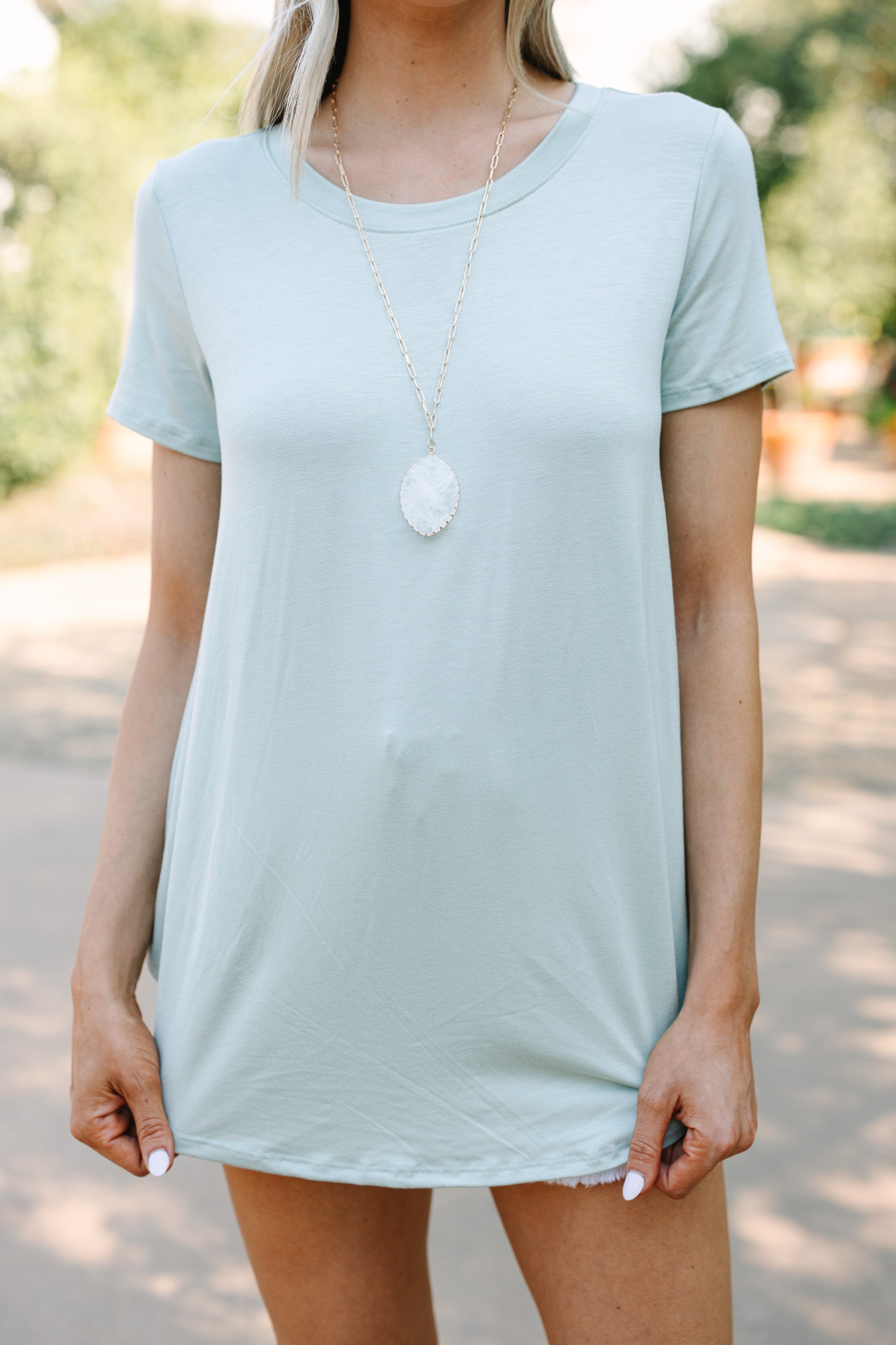 CHIRNAISHOP - Let's Meet Later Sage Green Top