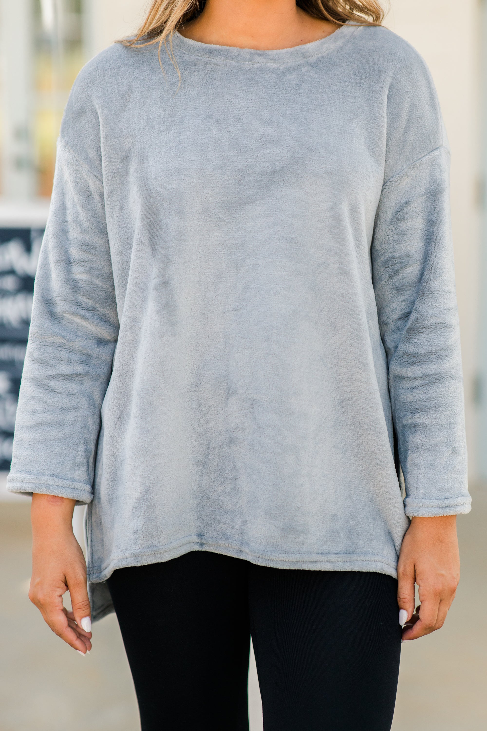 CHIRNAISHOP - Inside And Out Gray Faux Fur Sweater