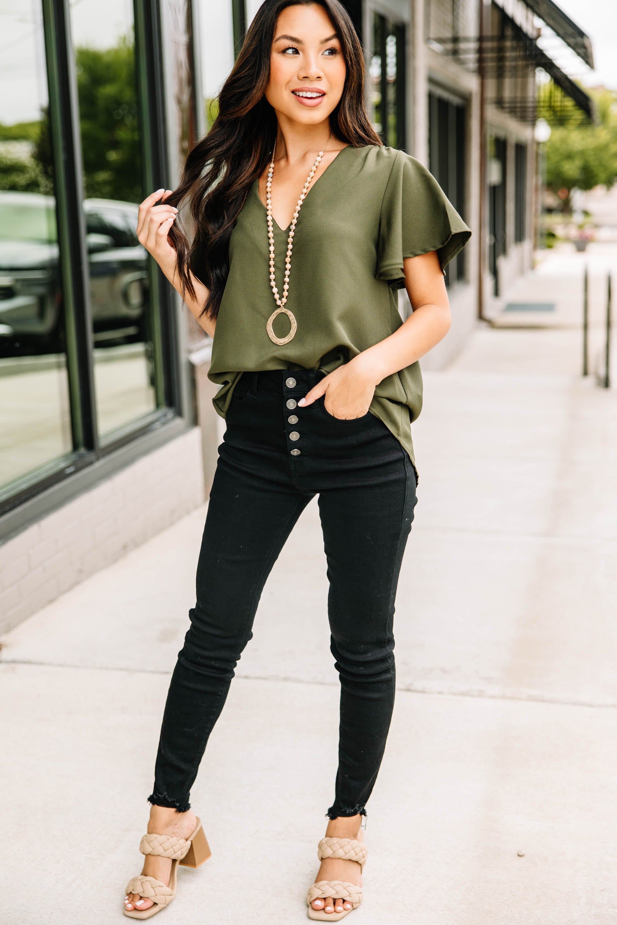 CHIRNAISHOP - This Is Your Moment Olive Green Top