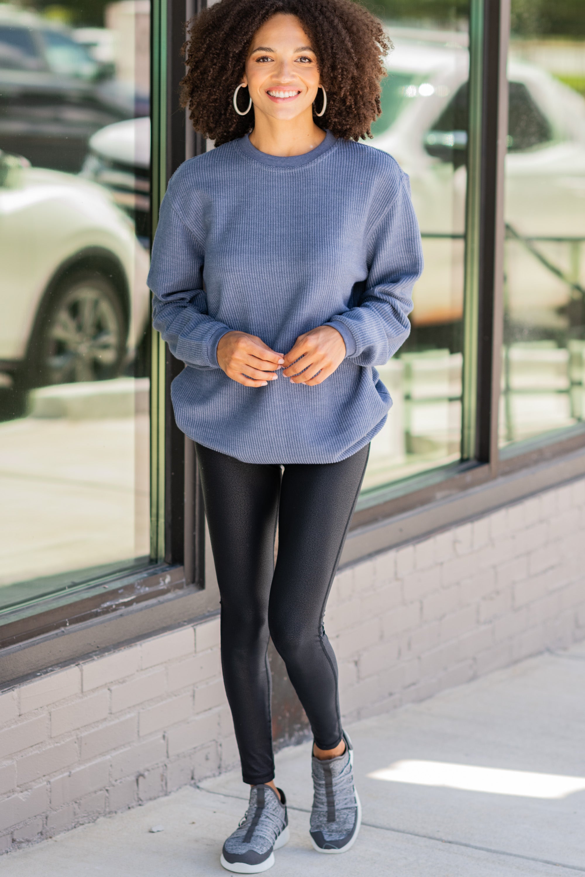 CHIRNAISHOP - True To Form Navy Blue Corded Sweatshirt