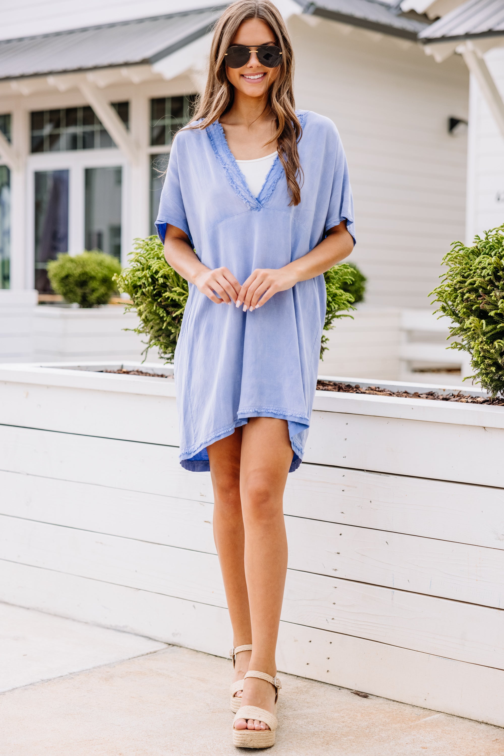 CHIRNAISHOP - Just Be You Denim Blue Mineral Washed Dress