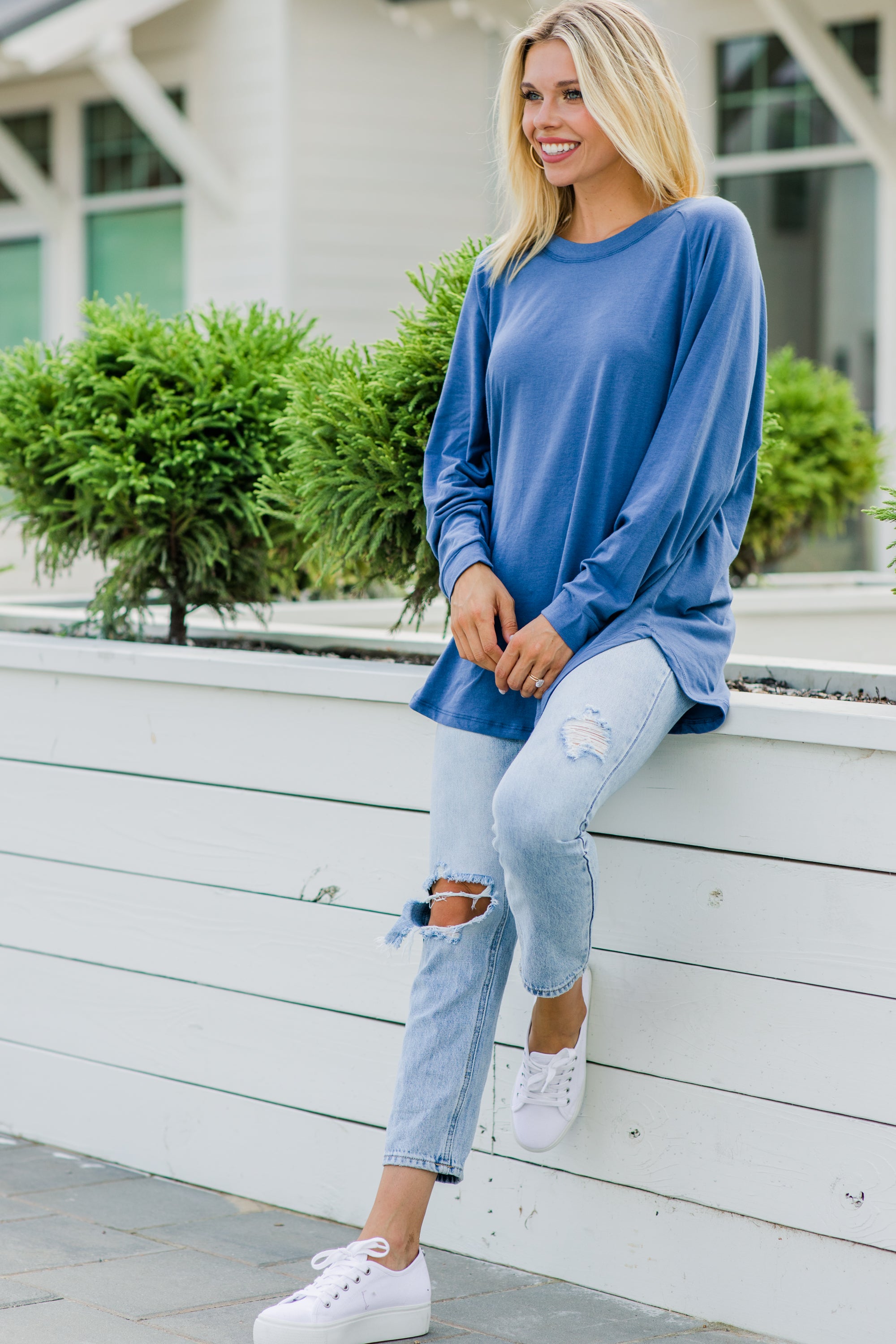 CHIRNAISHOP - Easy Like Sunday Denim Blue Tunic
