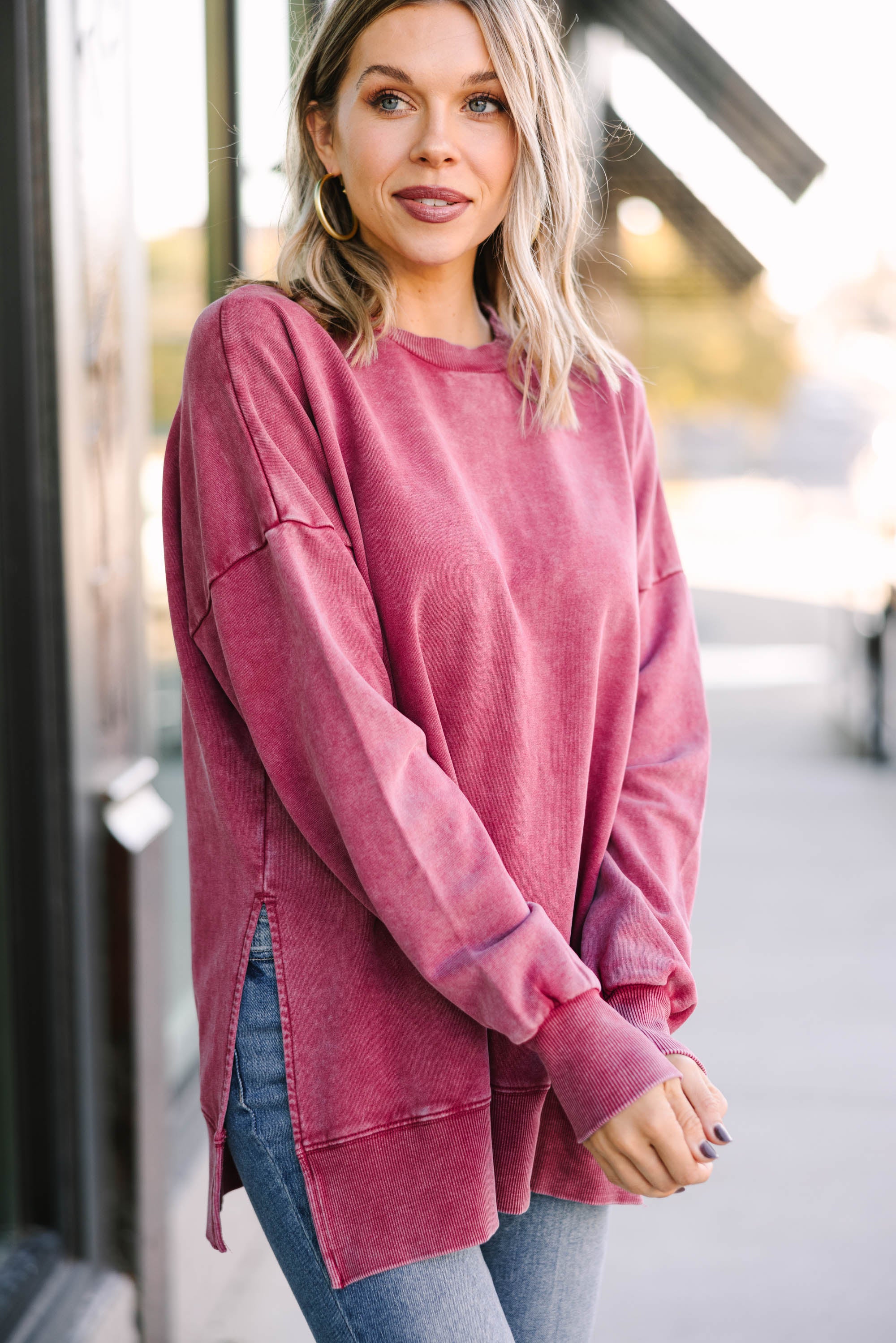 CHIRNAISHOP - The Slouchy Wine Red Pullover