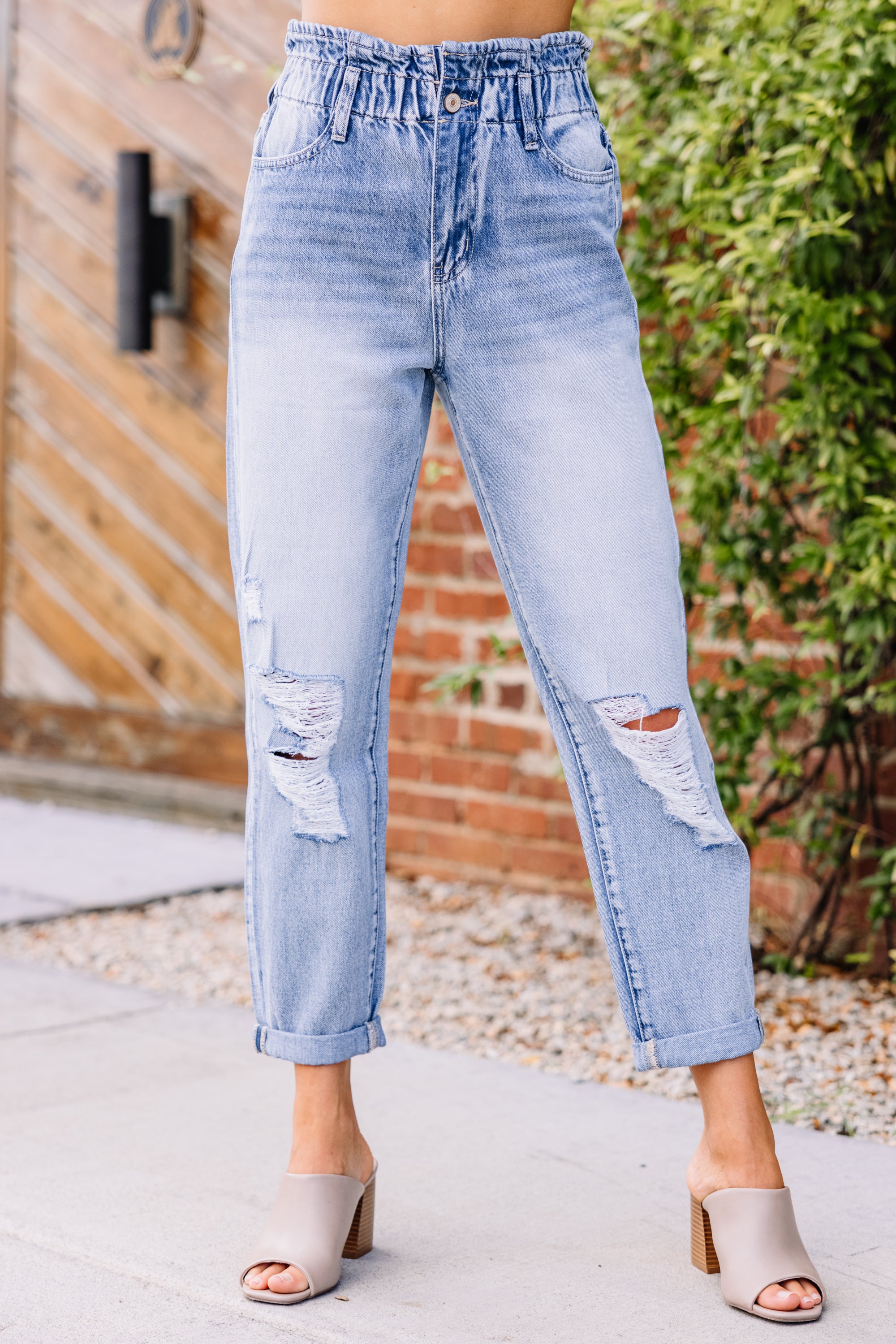 CHIRNAISHOP - KanCan: Never Leave High Rise Paperbag Jeans
