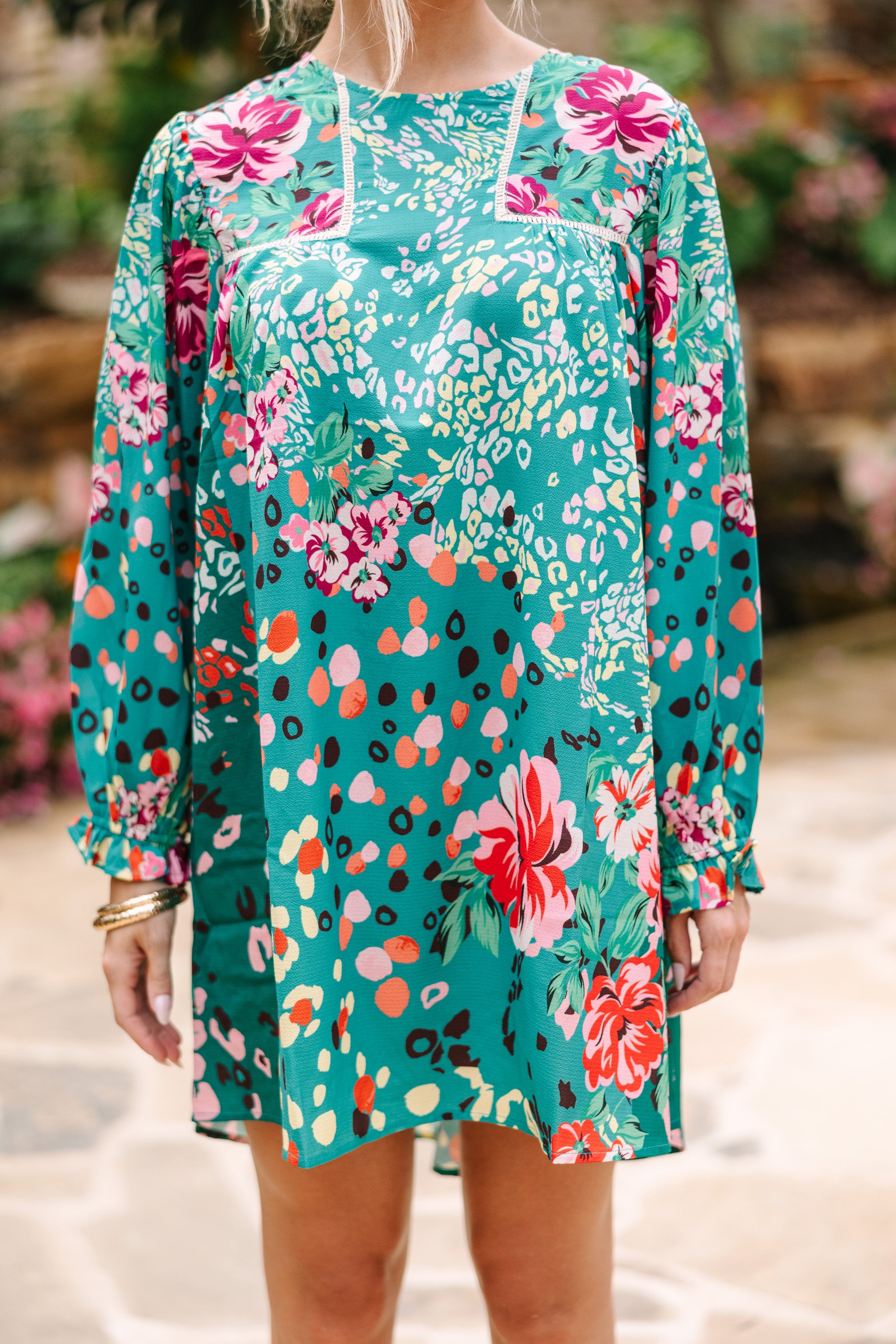 CHIRNAISHOP - Feeling Compelled Forest Green Mixed Print Dress