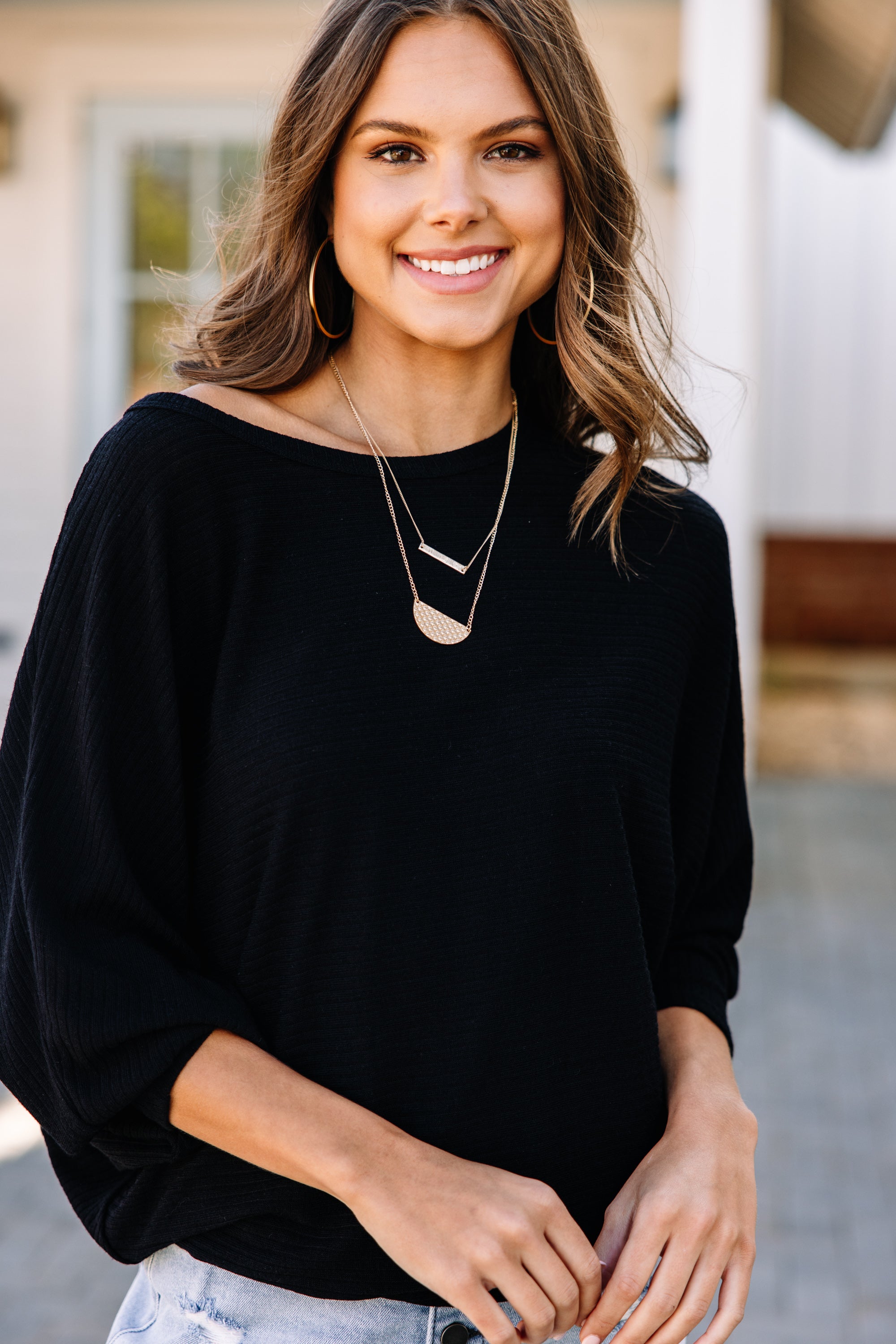 CHIRNAISHOP - Let's Travel Black Ribbed Top