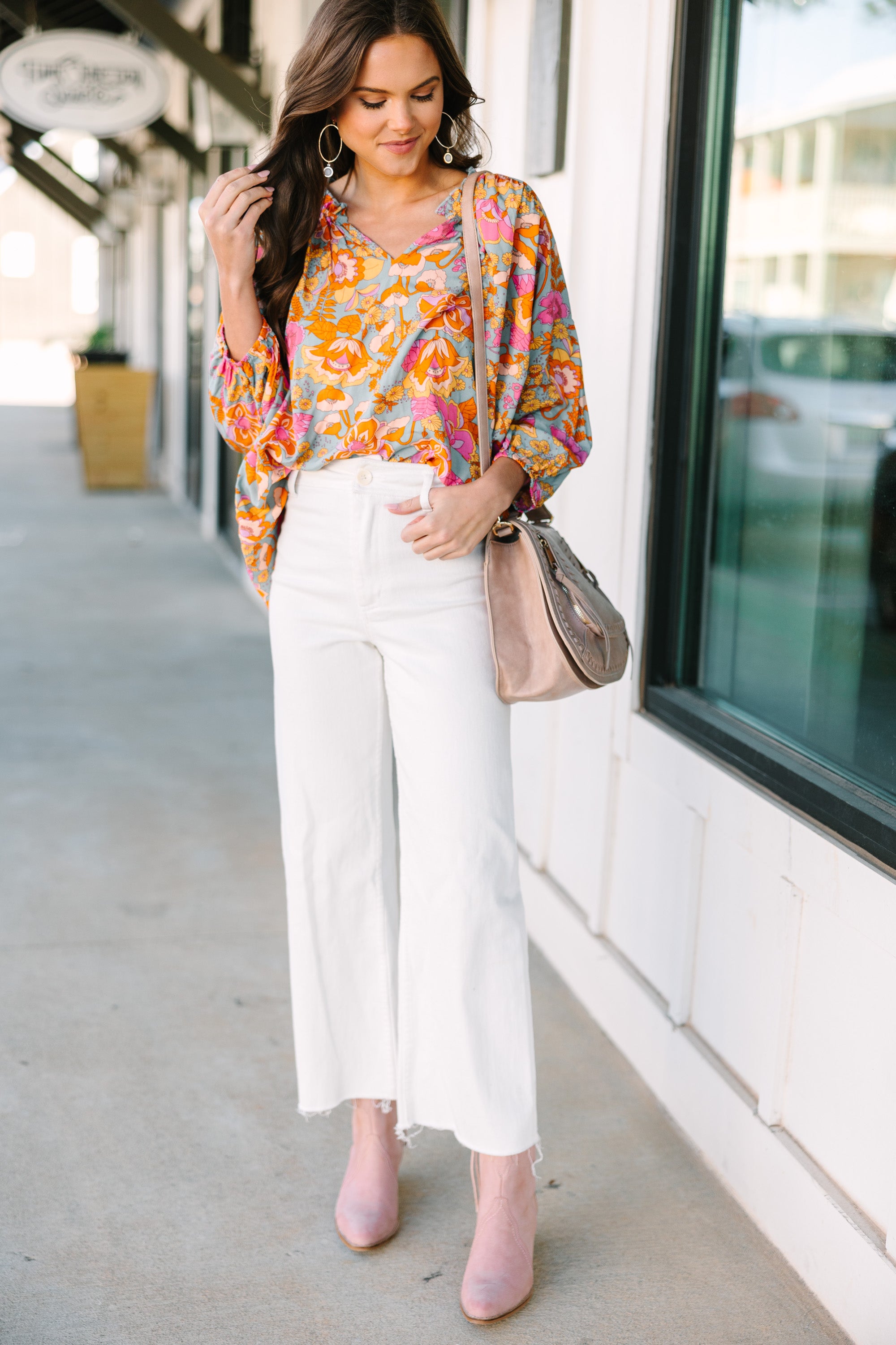 CHIRNAISHOP - All For You Sage Green Floral Blouse