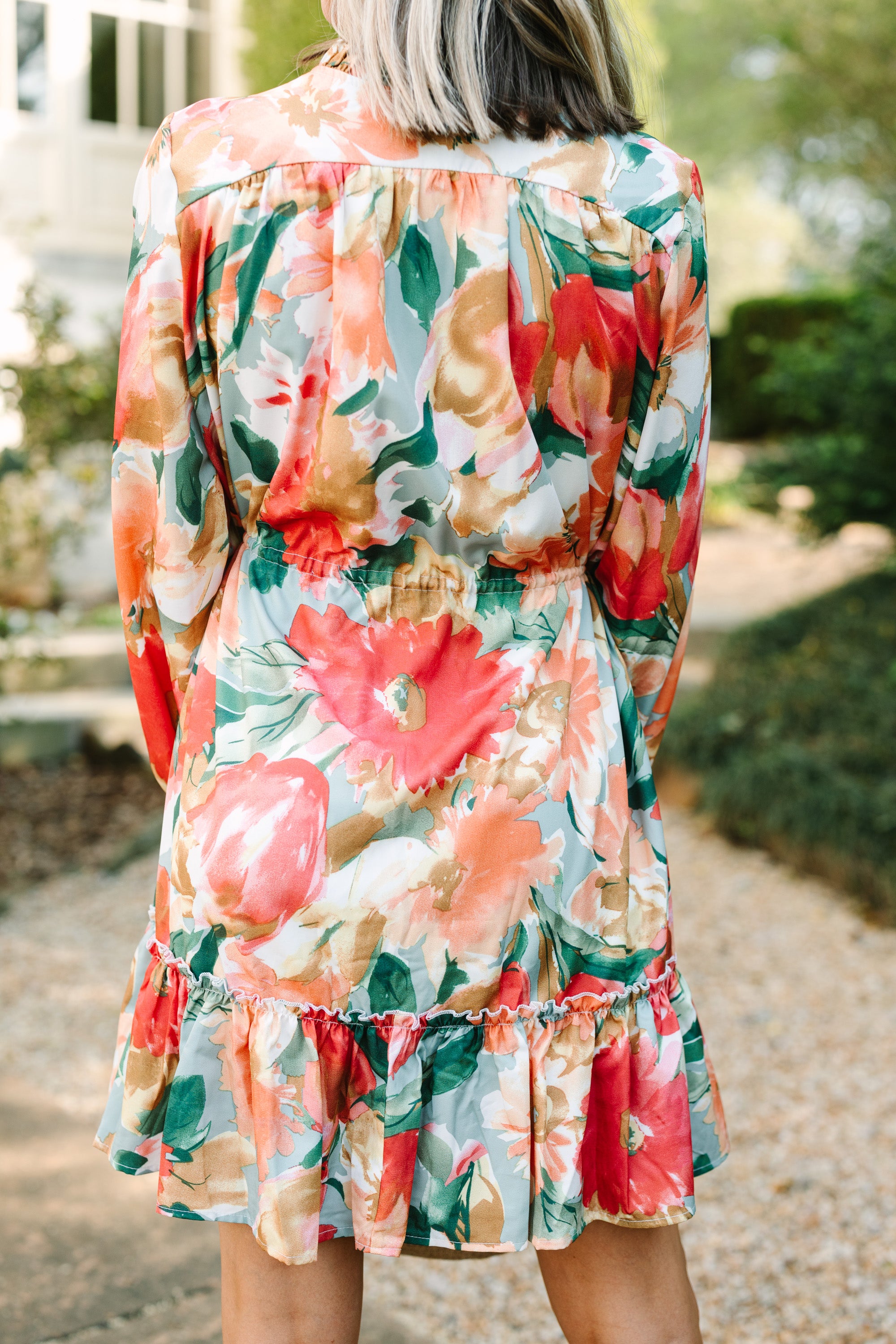 CHIRNAISHOP - On Your Way Sage Green Floral Dress