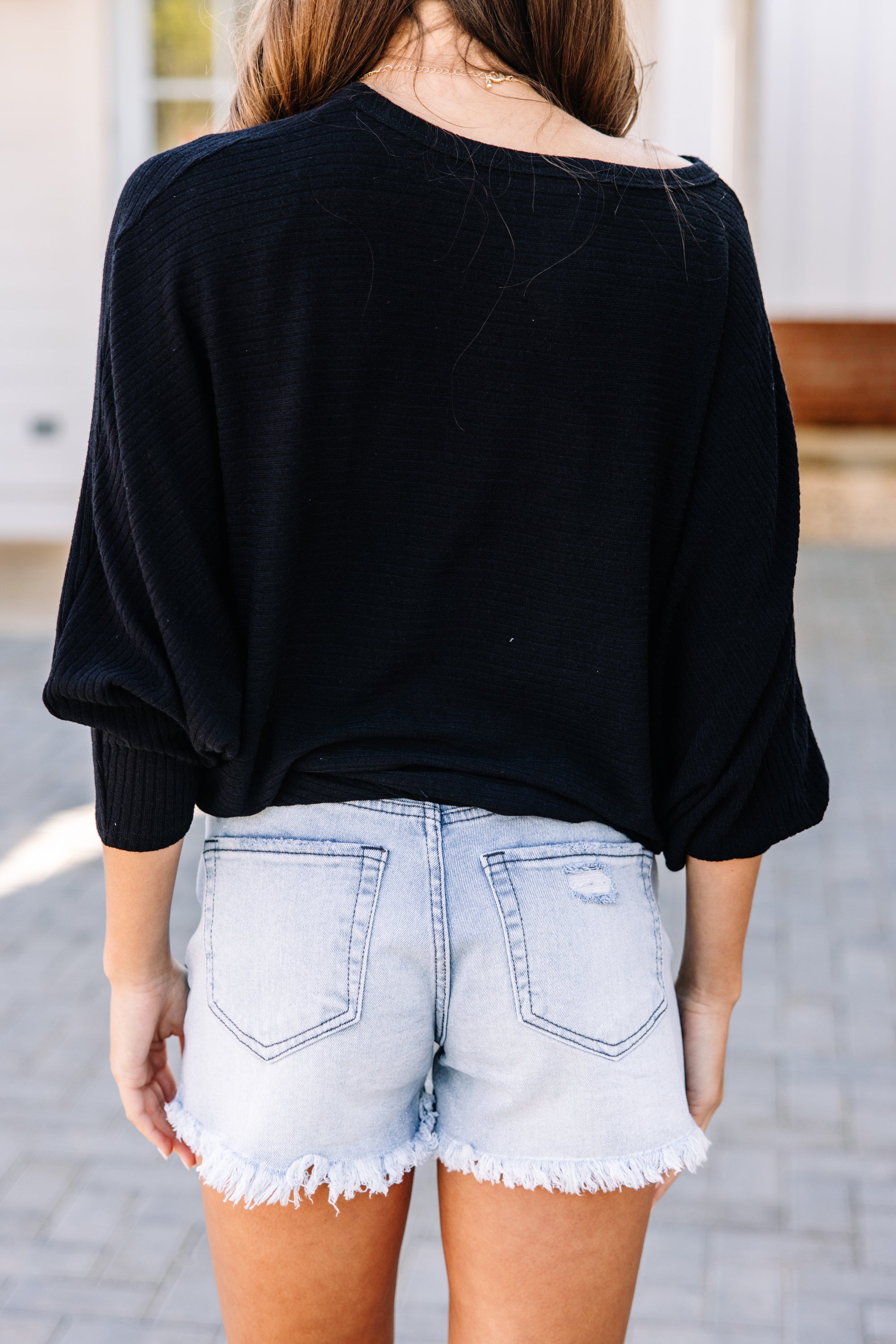 CHIRNAISHOP - Let's Travel Black Ribbed Top