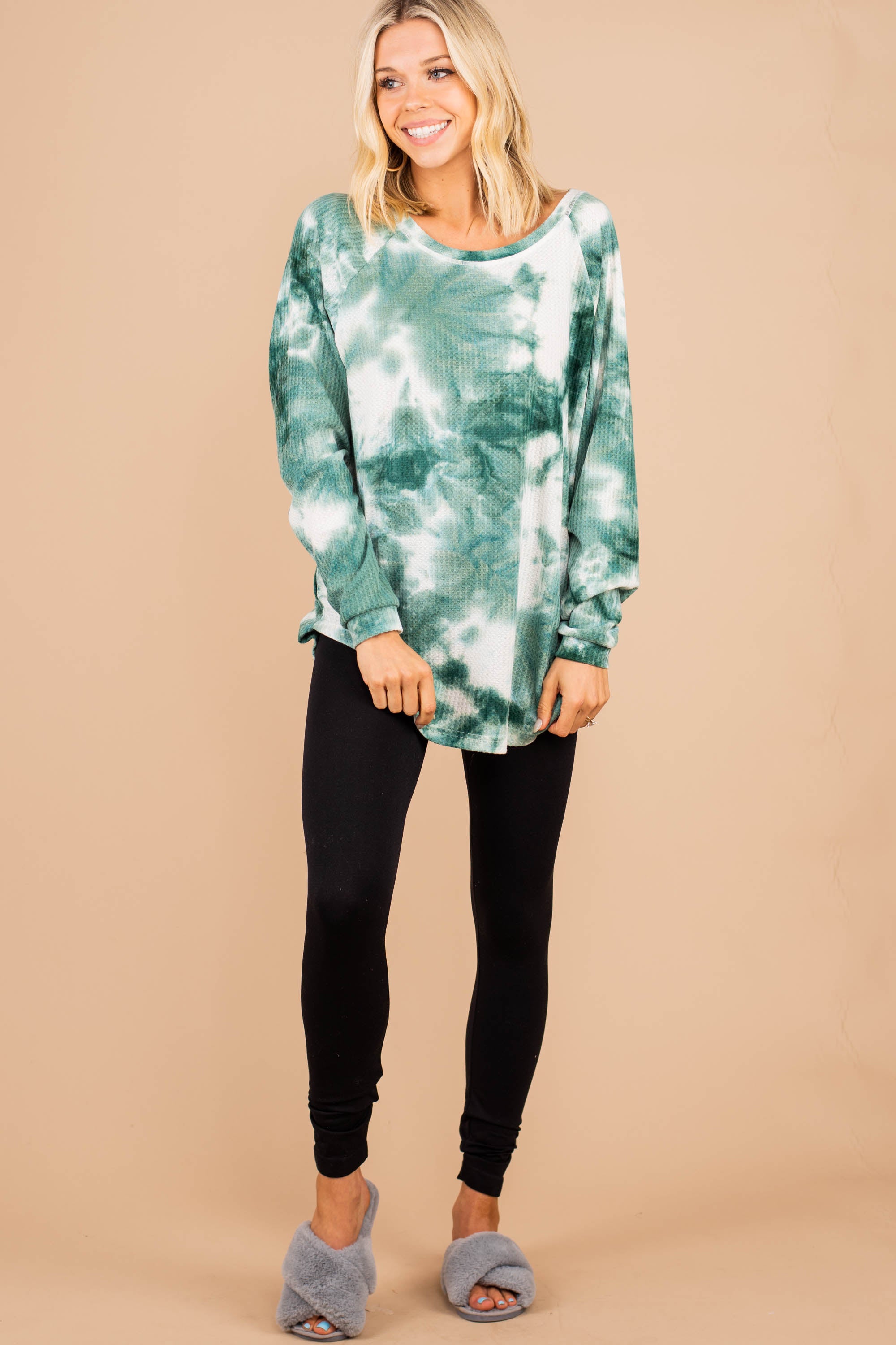 CHIRNAISHOP - Easy Like Sunday Olive Green Tie Dye Tunic