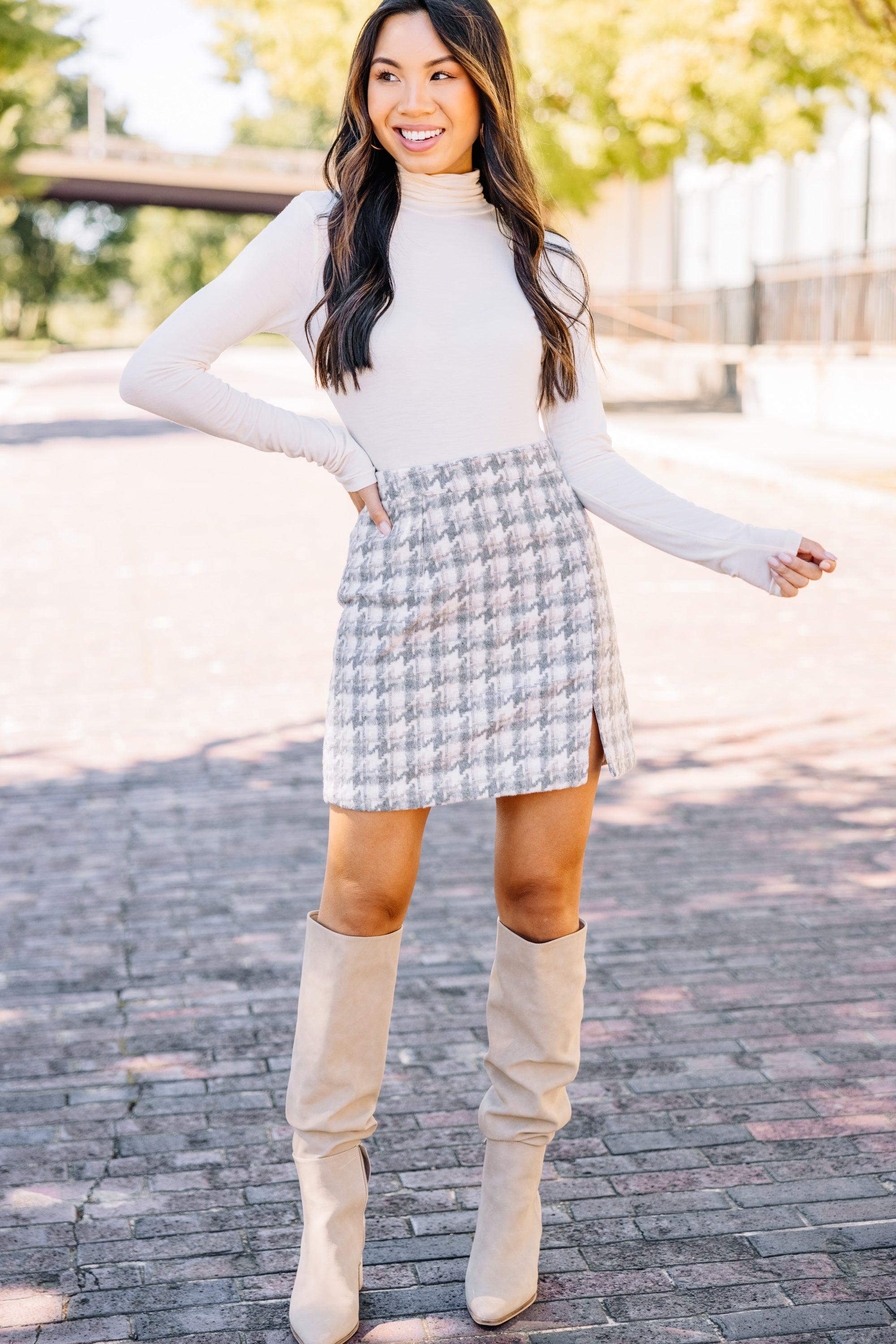 CHIRNAISHOP - Learn The Truth Heather Gray Plaid Skirt