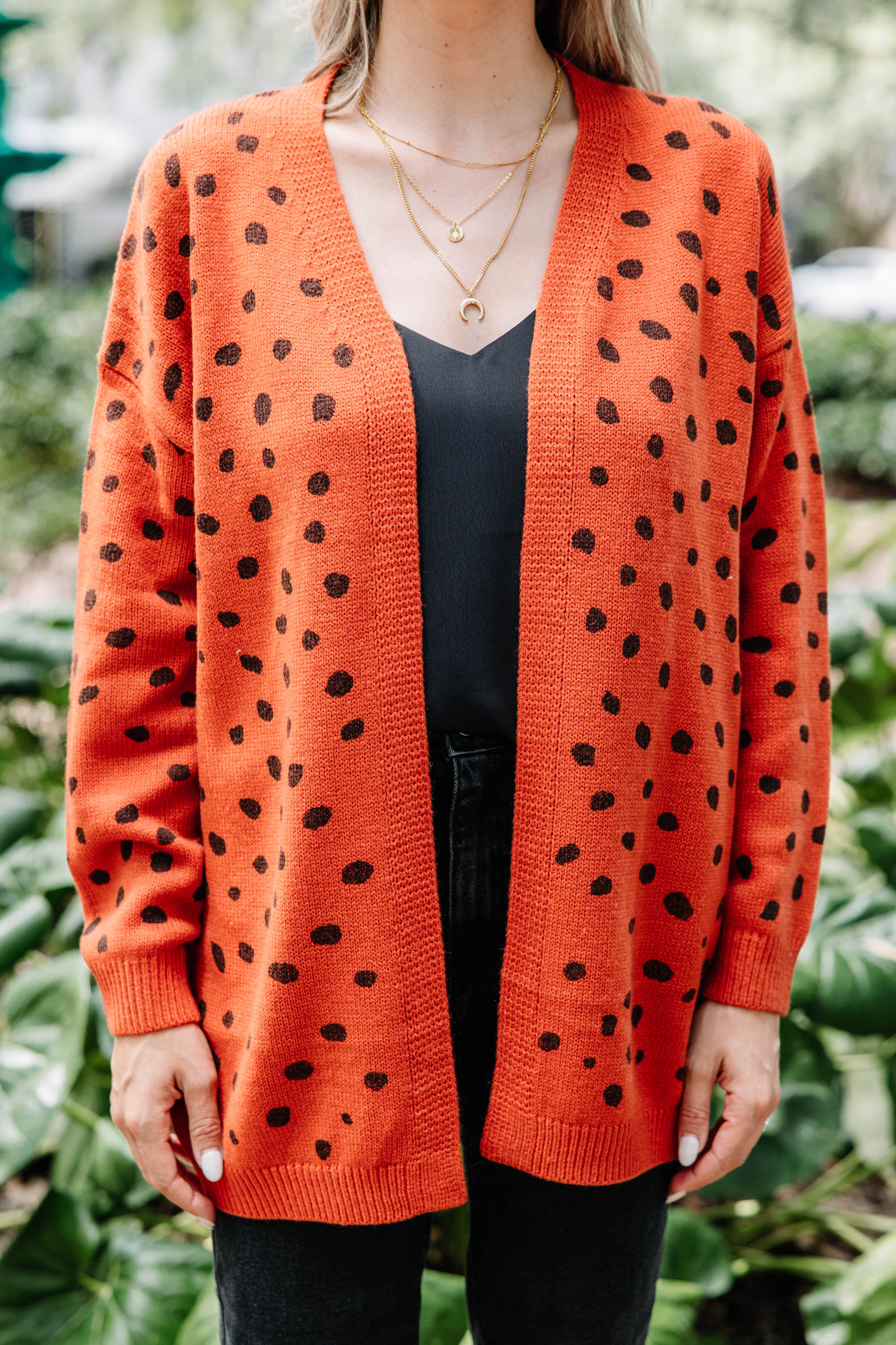 CHIRNAISHOP - Get Moving Canyon Clay Orange Spotted Cardigan