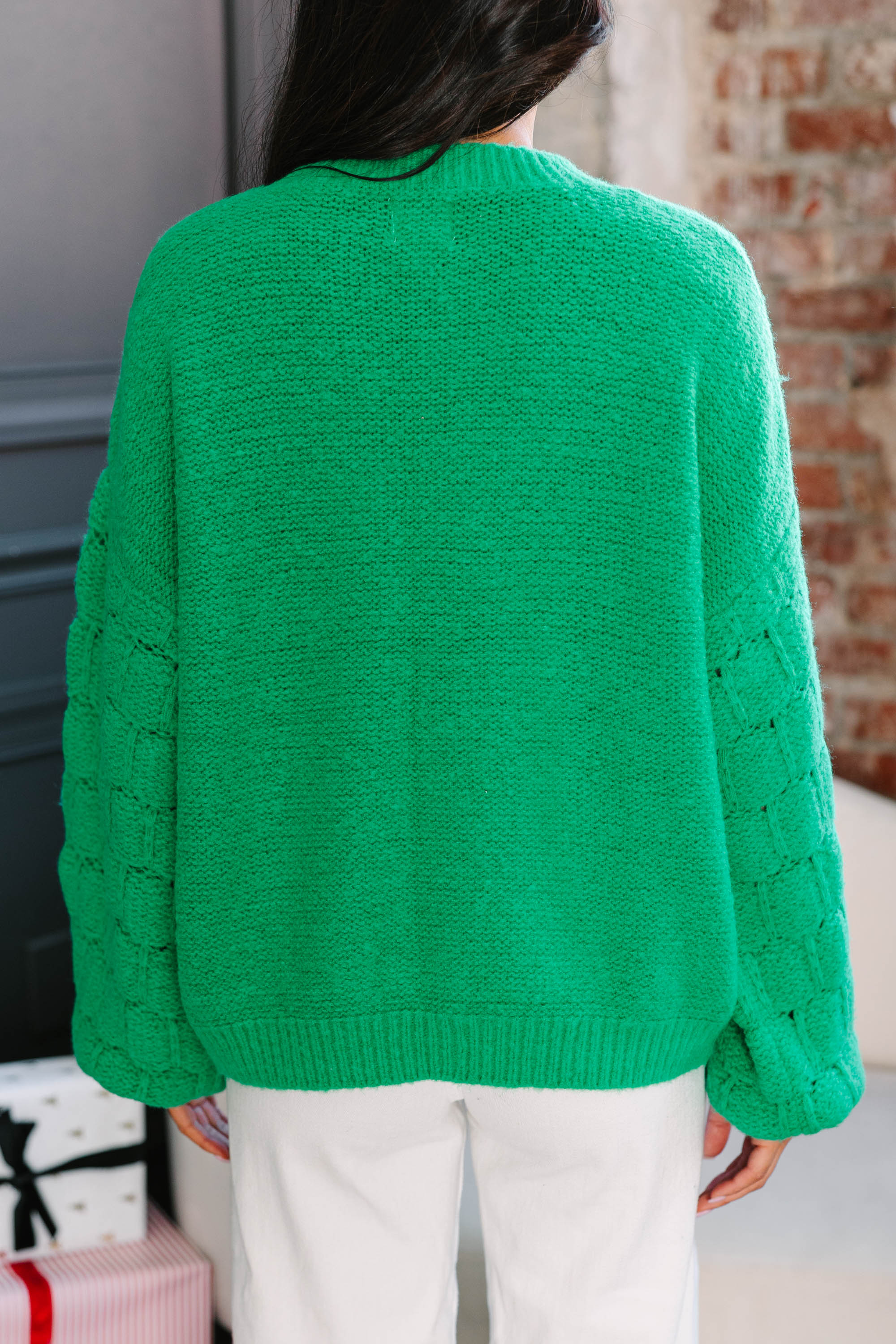 CHIRNAISHOP - Feeling Close To You Kelly Green Textured Sweater
