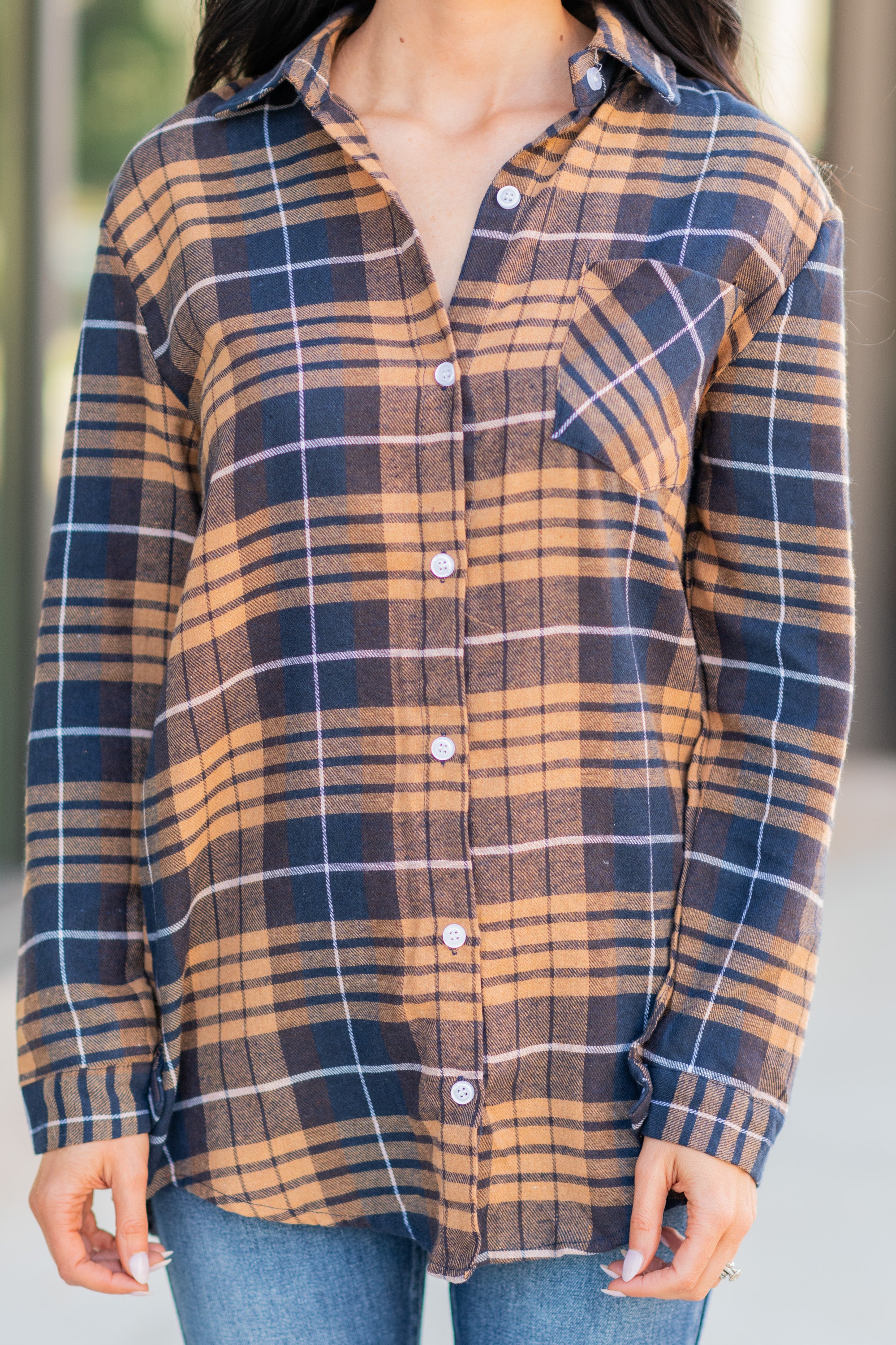 CHIRNAISHOP - Just Me And You Mustard Yellow Plaid Button Down Top