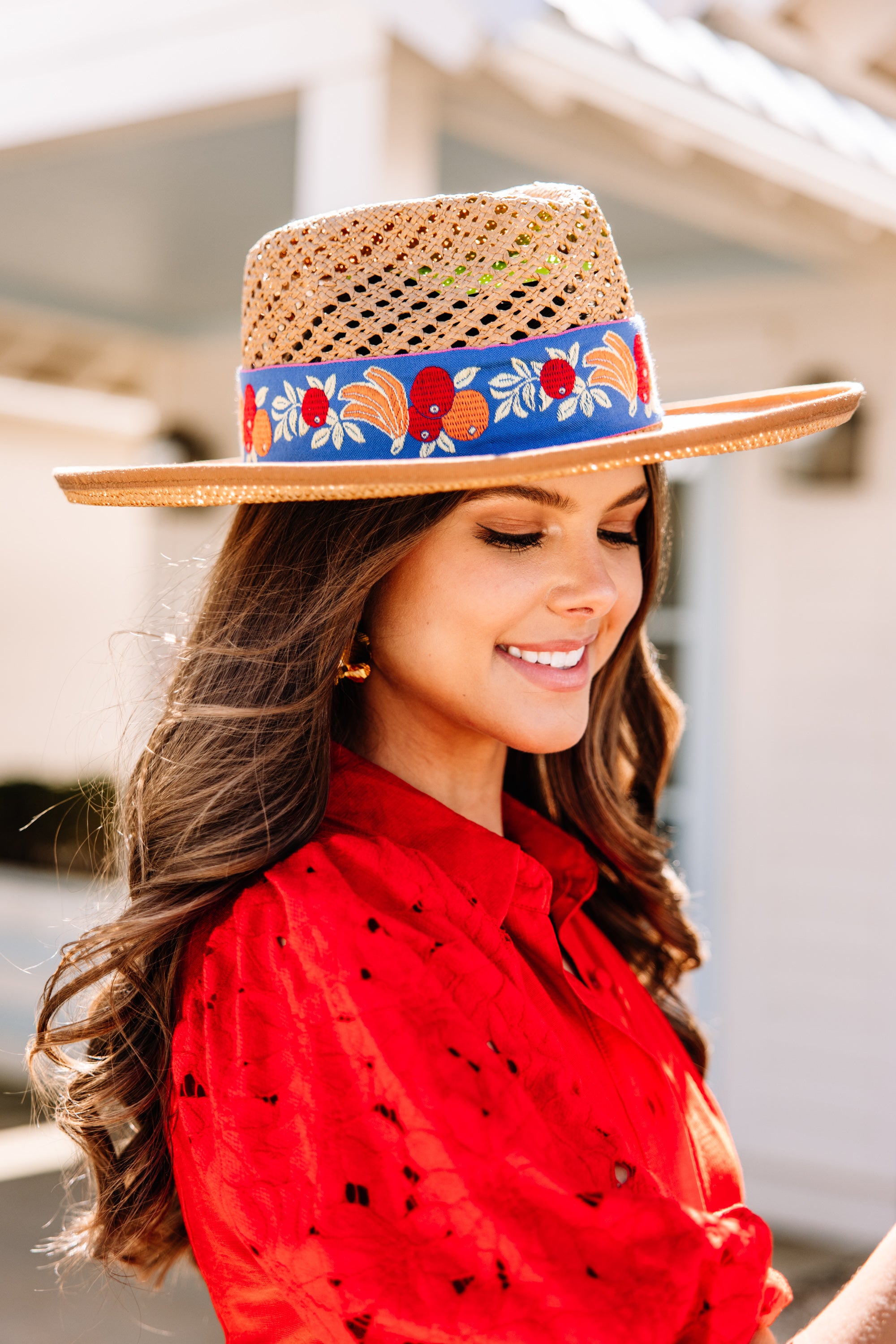 CHIRNAISHOP - Olive & Pique: Sweet Beginnings Tan Straw Banded Hat