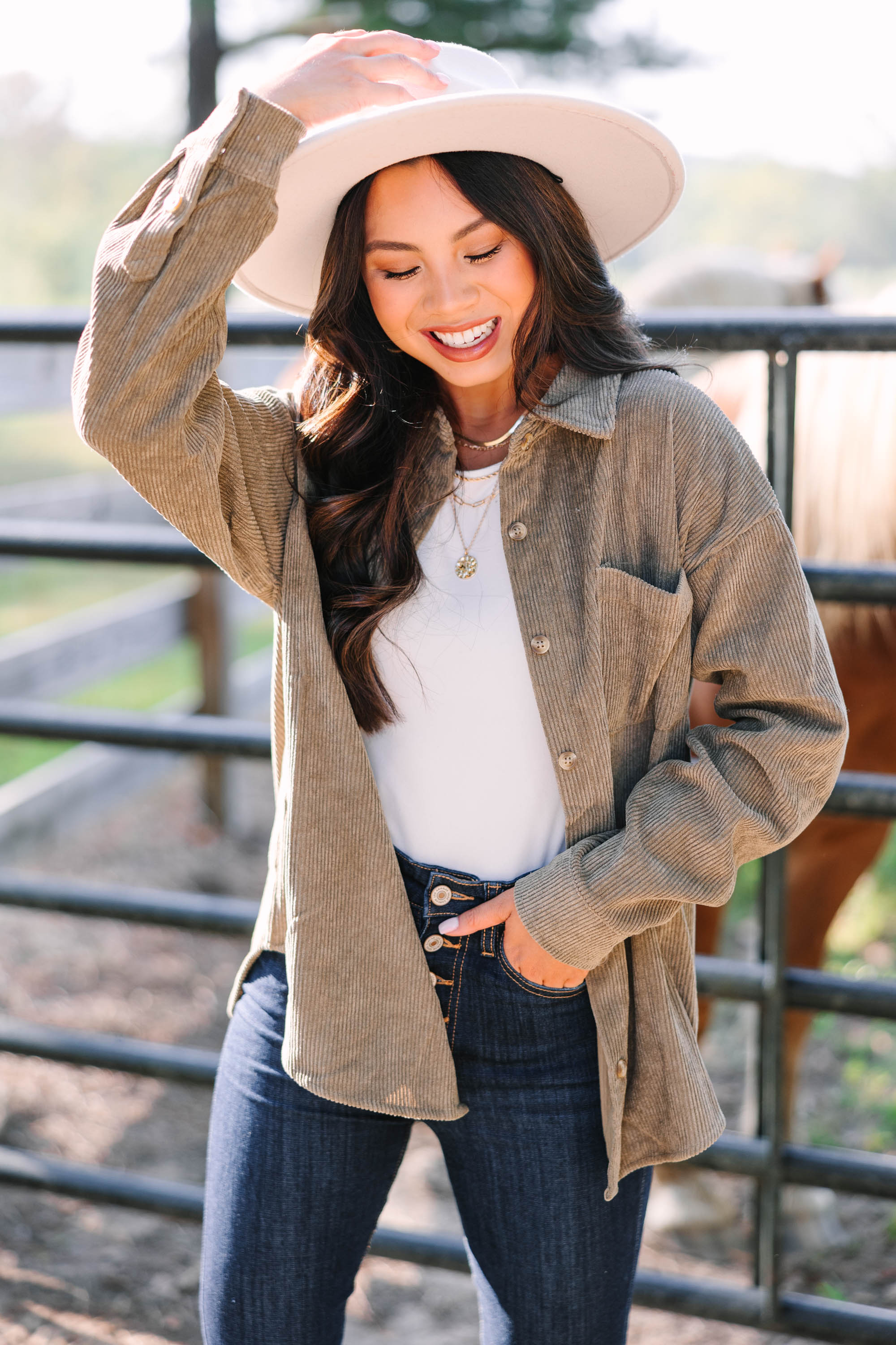 CHIRNAISHOP - Feeling Your Best Olive Green Corduroy Shacket