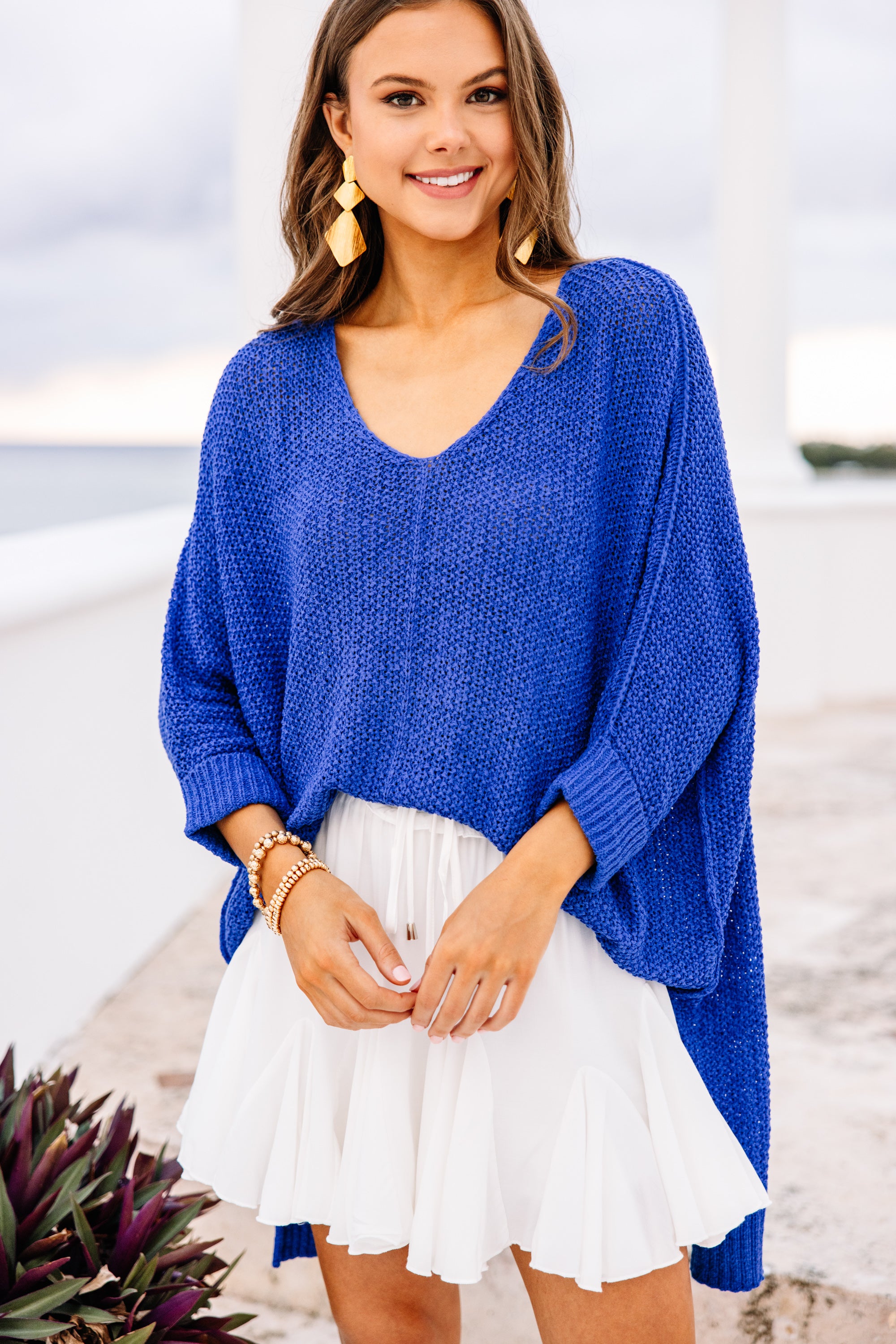 CHIRNAISHOP - Don't Waste A Moment Diva Blue Oversized Sweater