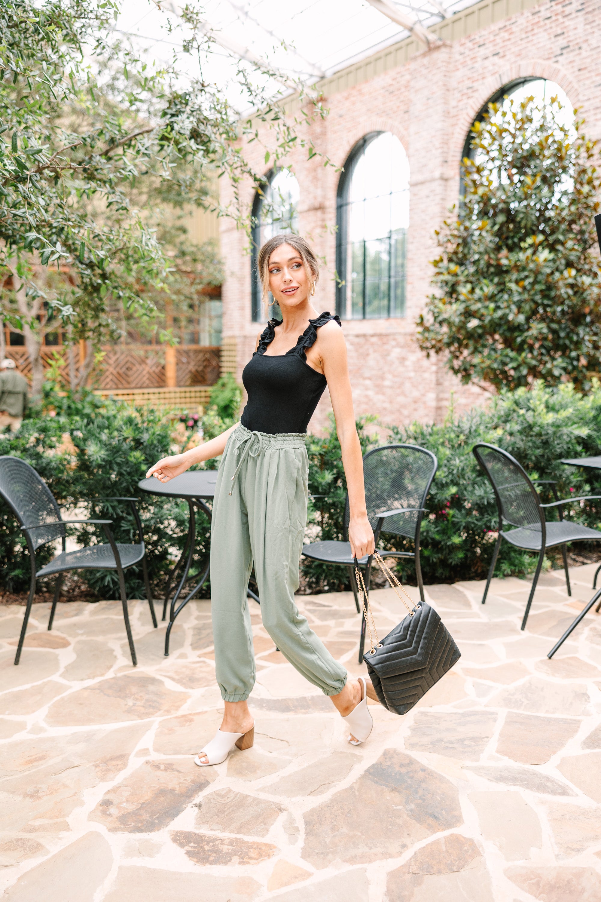 CHIRNAISHOP - Get To It Light Olive Green Joggers