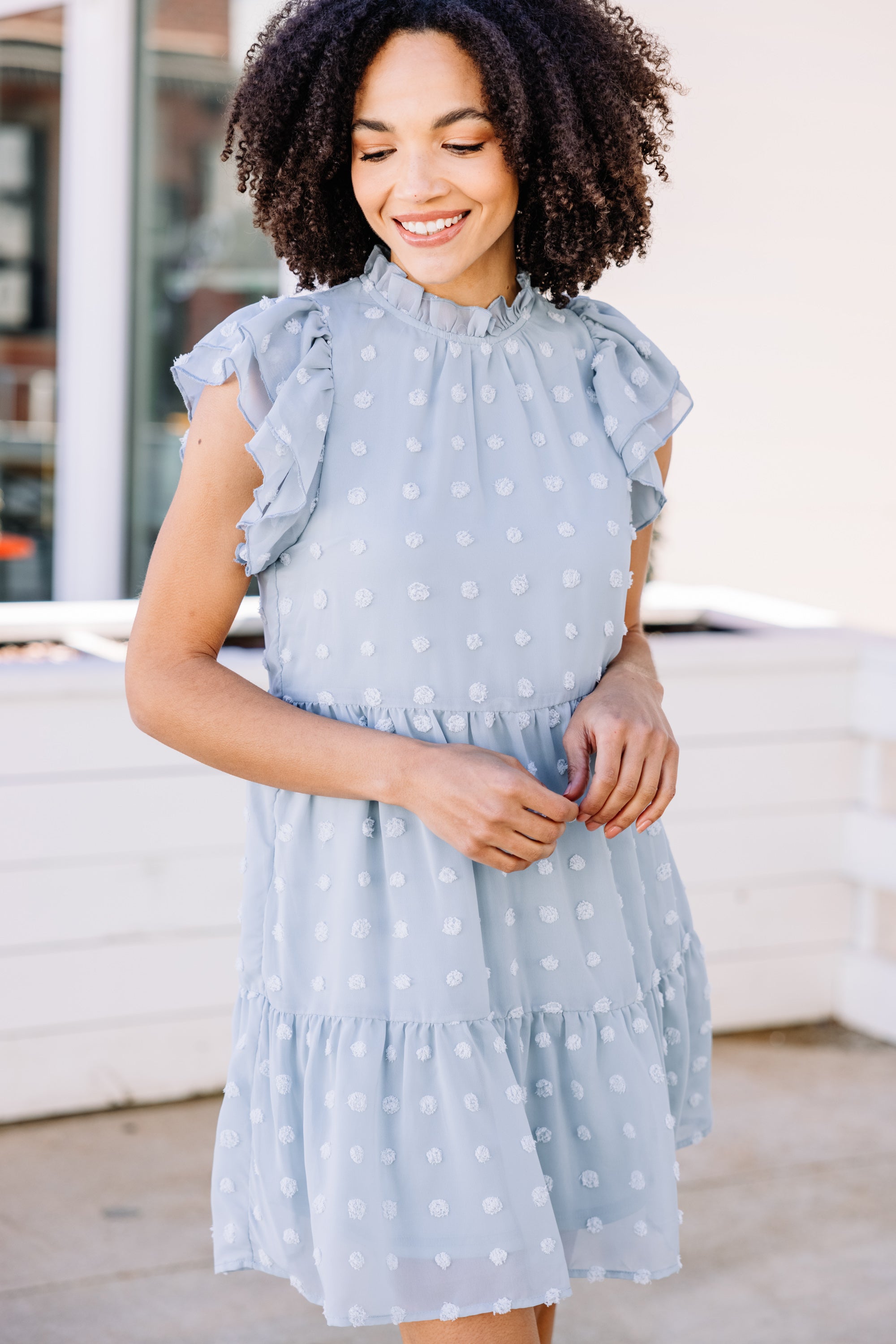 CHIRNAISHOP - In Your Favor Dusty Blue Babydoll Dress